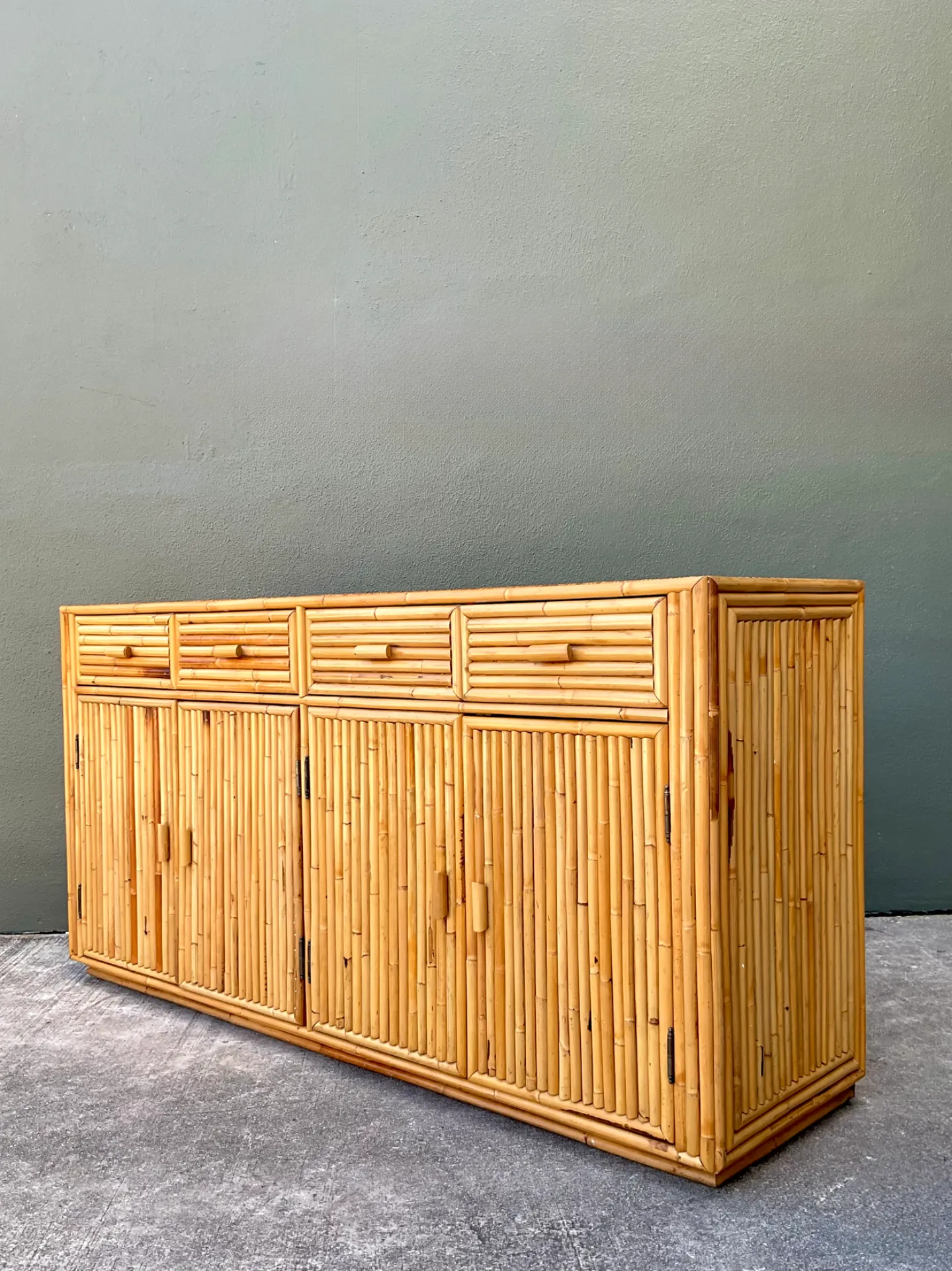Vintage Stacked Rattan Credenza — additional photo 8