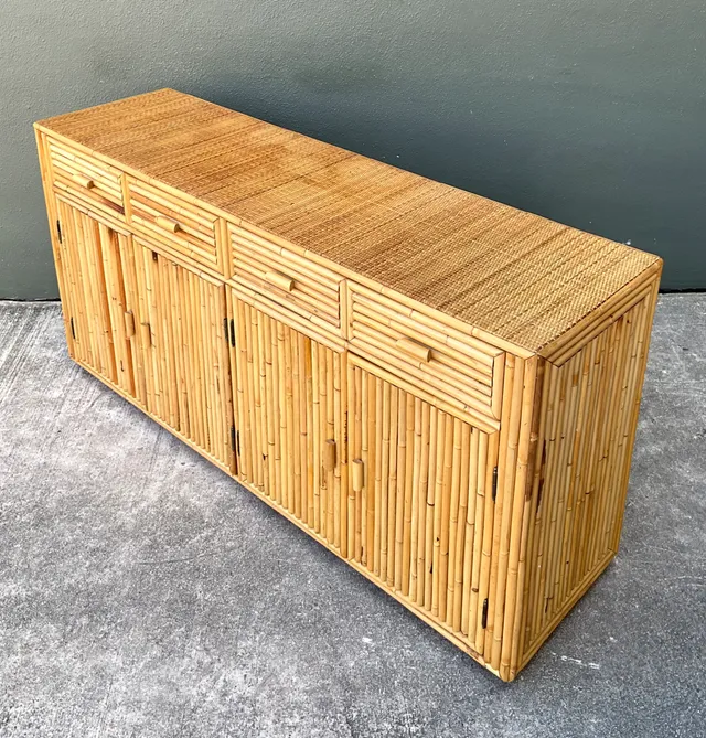 Vintage Stacked Rattan Credenza — additional photo 3