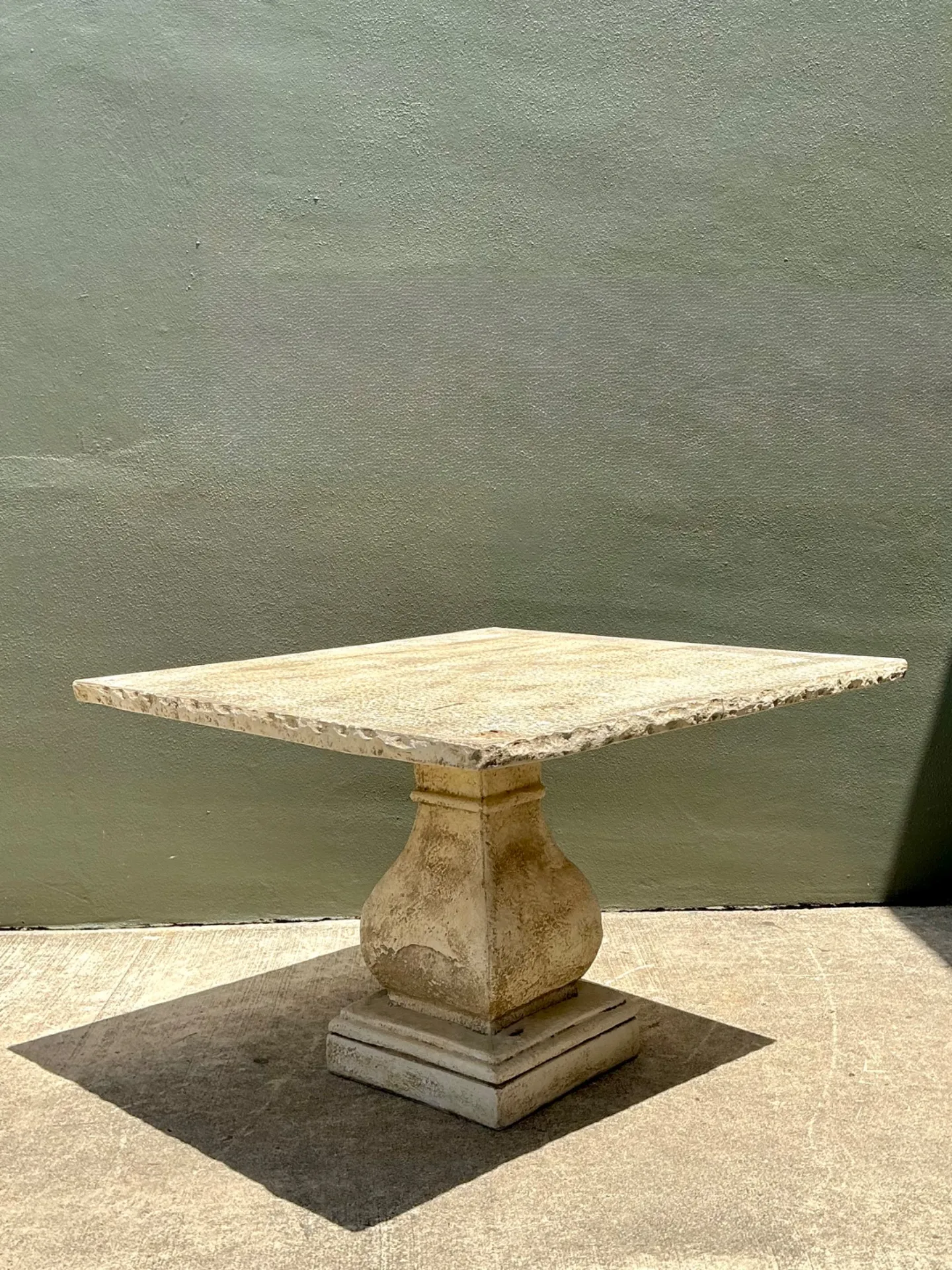 Vintage Square Stone Top Pedestal Dining Table — additional photo 5