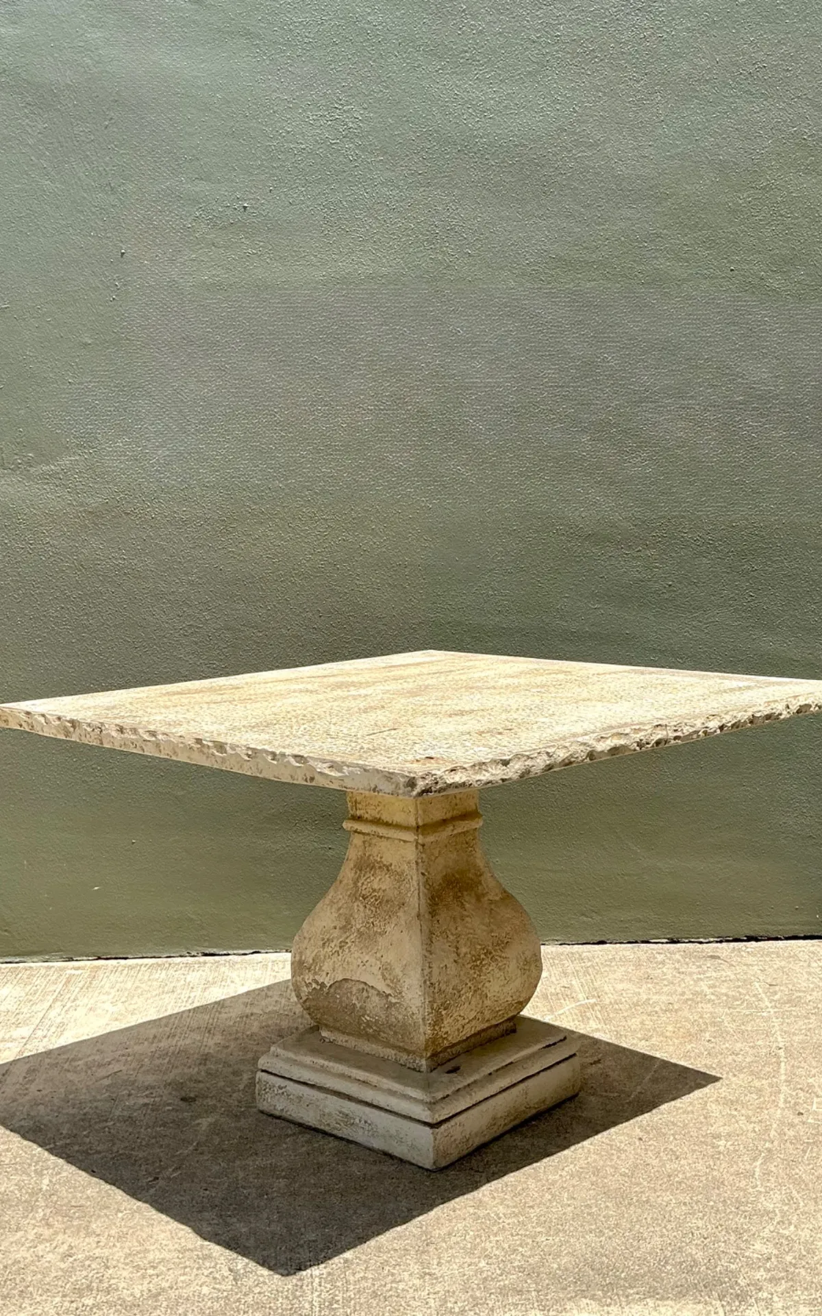 Vintage Square Stone Top Pedestal Dining Table — additional photo 5