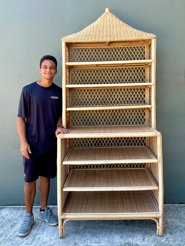 Amanda Lindroth Pagoda Rattan Etagere — additional photo 4