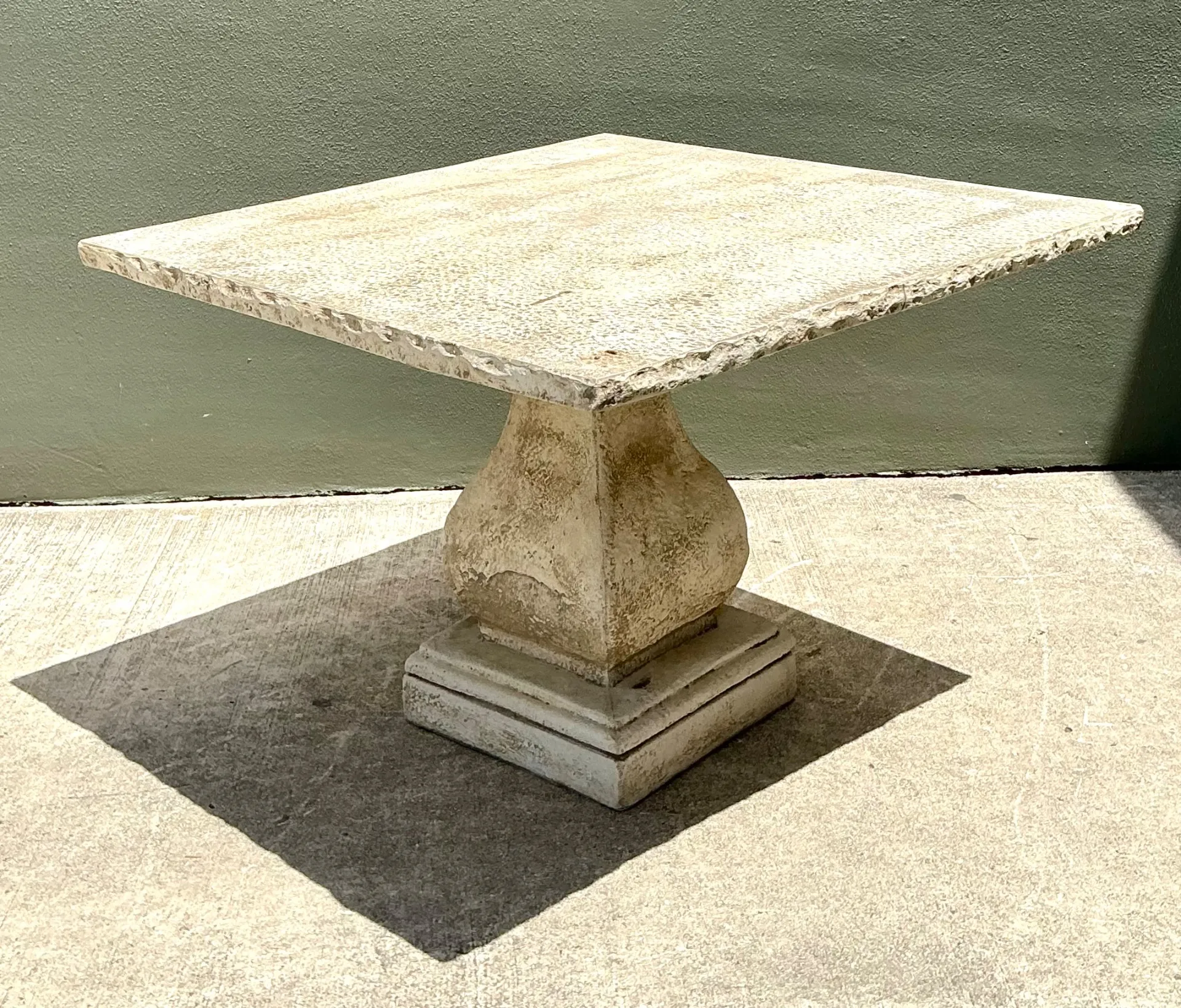 Vintage Square Stone Top Pedestal Dining Table — additional photo 8