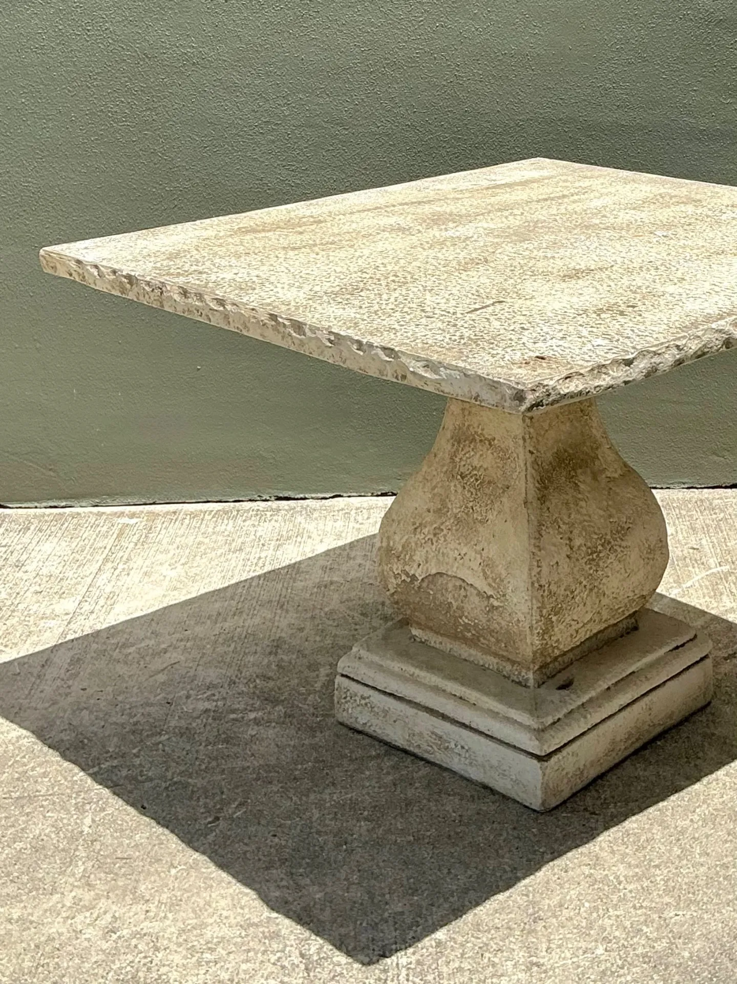 Vintage Square Stone Top Pedestal Dining Table — additional photo 7