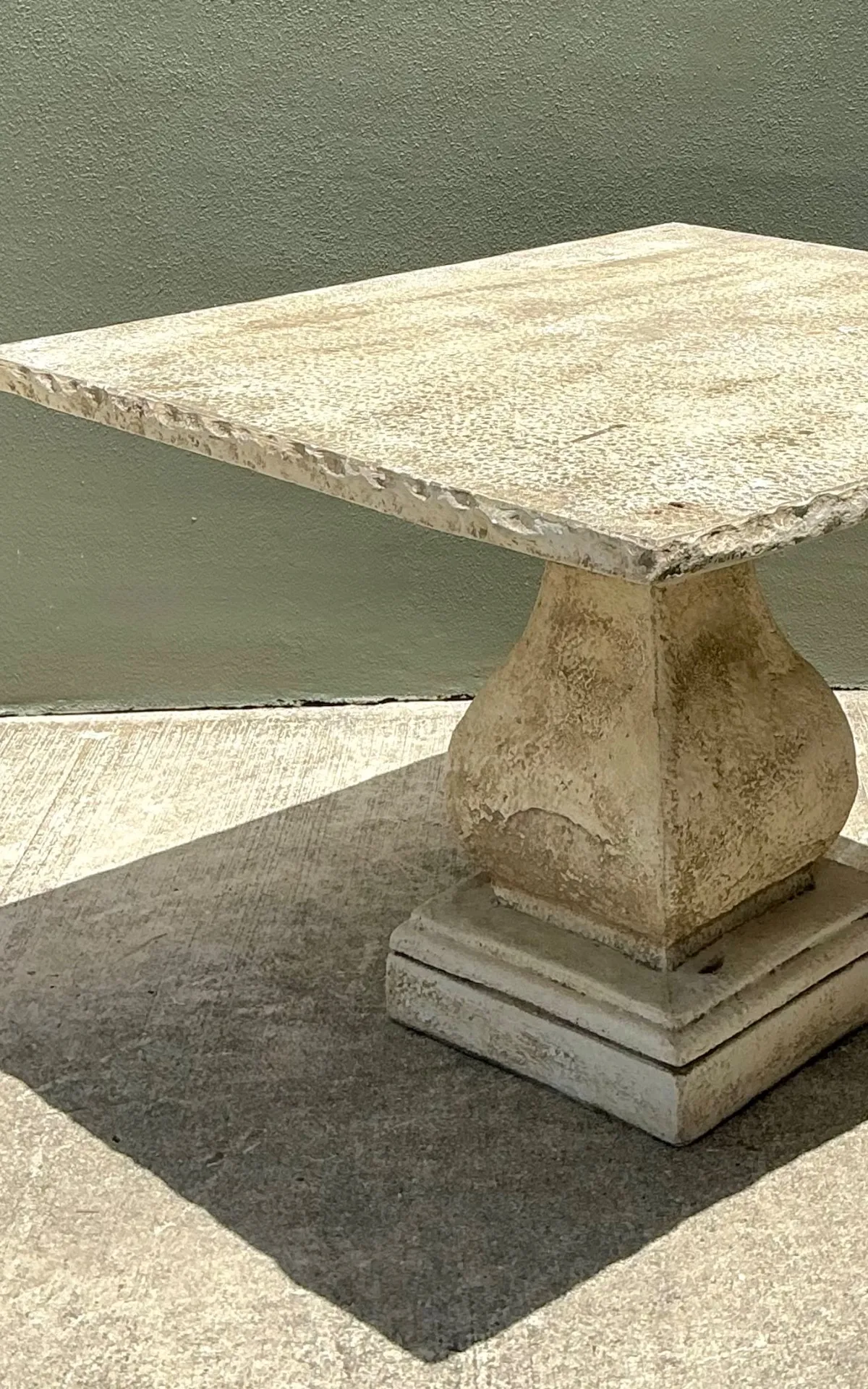 Vintage Square Stone Top Pedestal Dining Table — additional photo 7