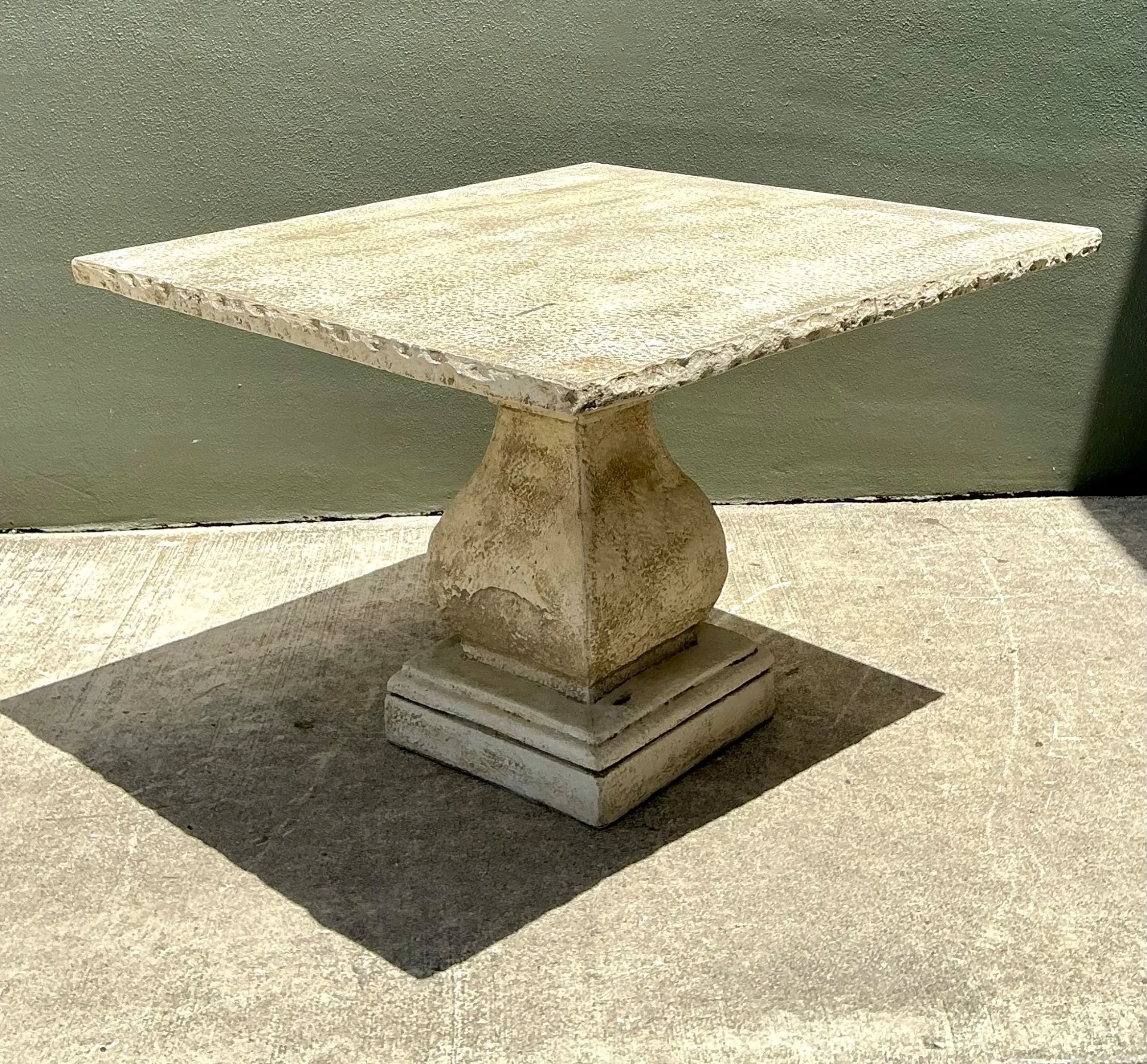 Vintage Square Stone Top Pedestal Dining Table — additional photo 6