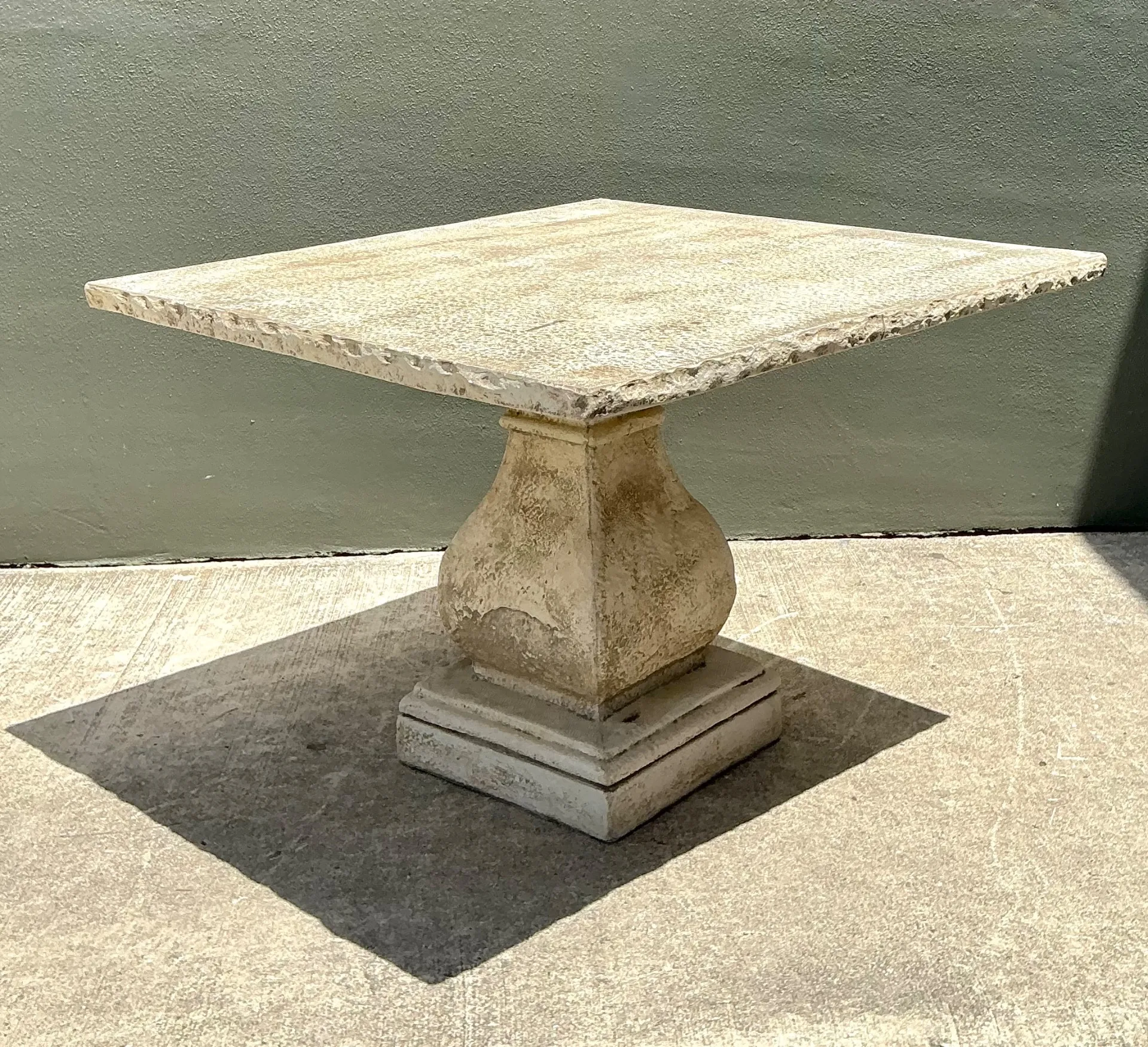 Vintage Square Stone Top Pedestal Dining Table — additional photo 3