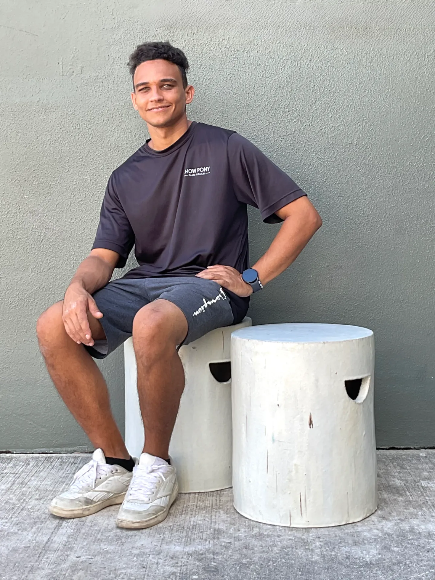 Vintage White Ceramic Low Stools - Pair — additional photo 1