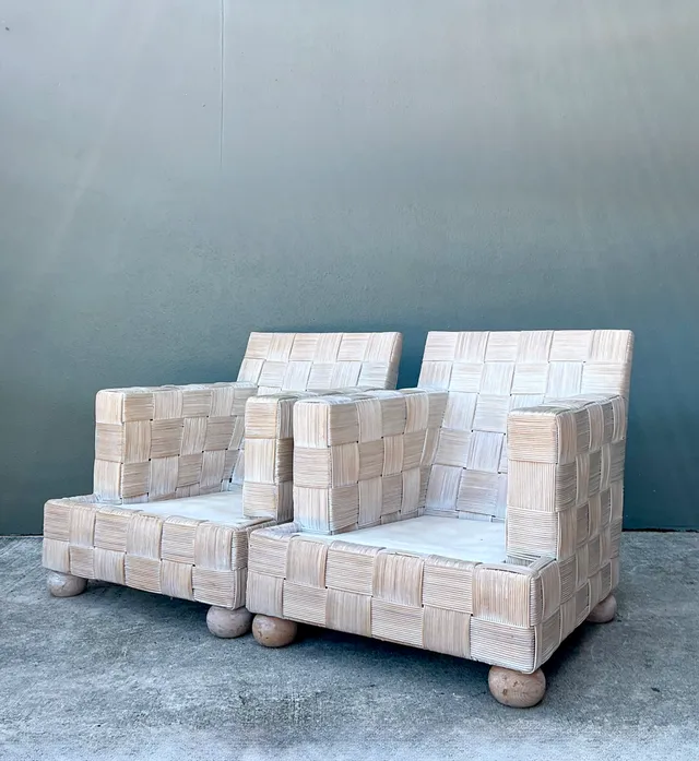 Vintage Woven Rattan Sofa After John Hutton For Donghia — additional photo 4