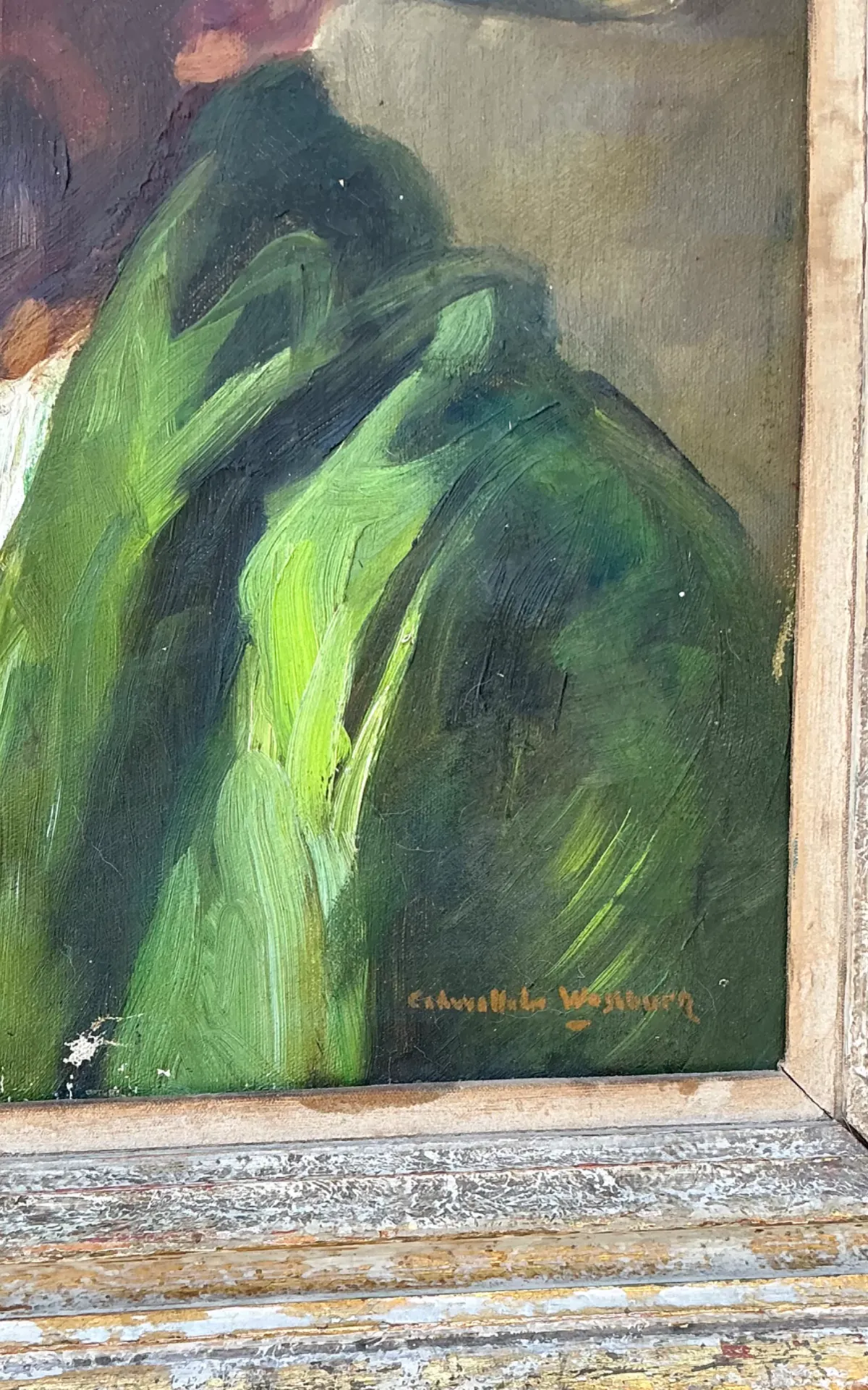 Vintage Framed Oil Painting of Man in Hat — additional photo 3