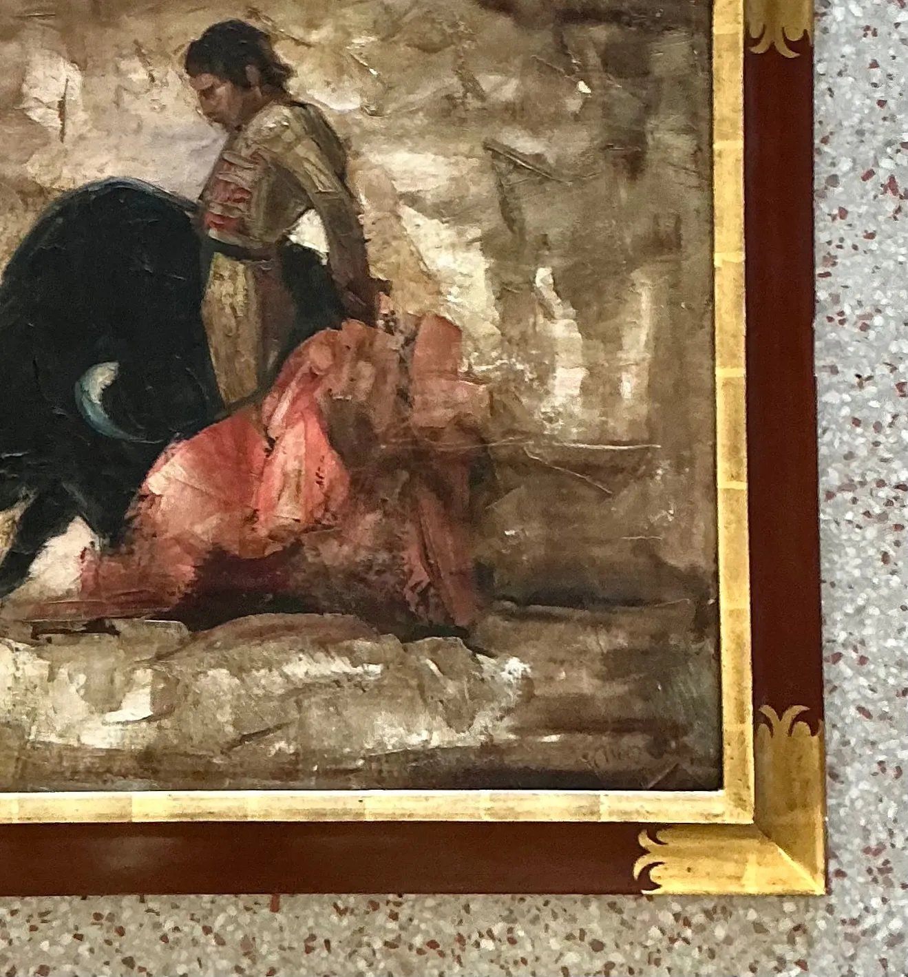 Vintage Framed Spanish Bullfighting Scene — additional photo 2