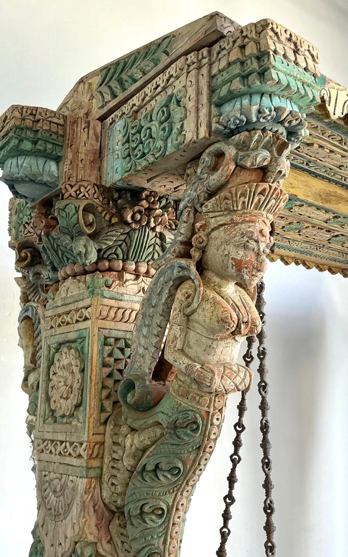 Vintage Monumental Carved Wood and Iron Swing — additional photo 2