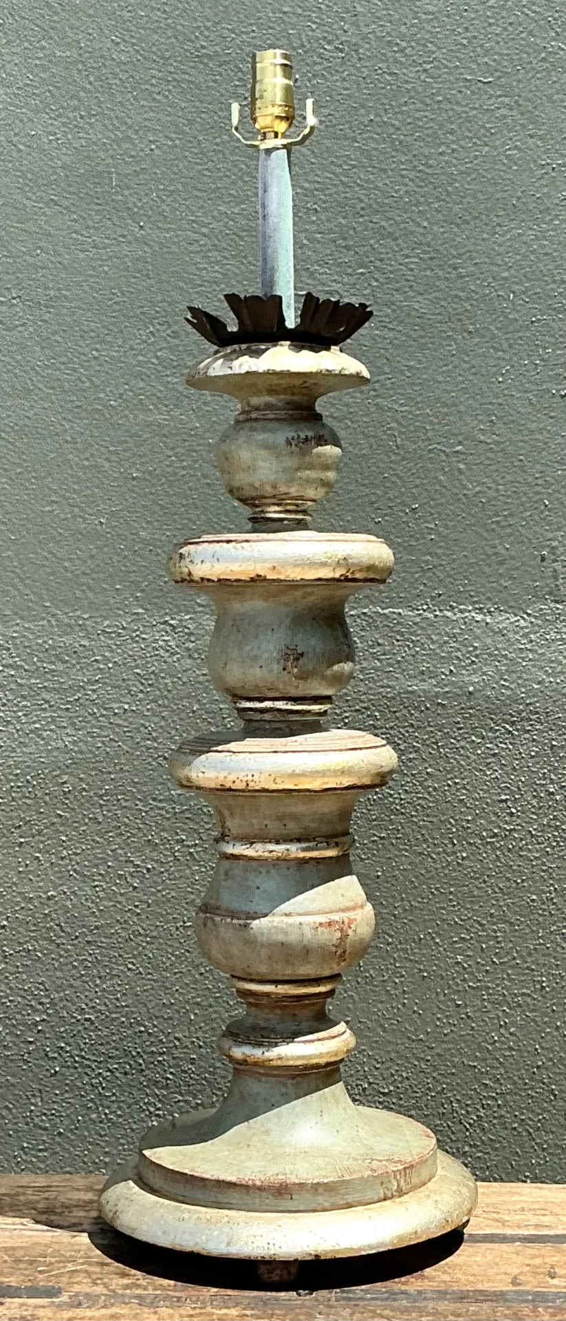 Vintage Distressed Wood Table Lamp — additional photo 6