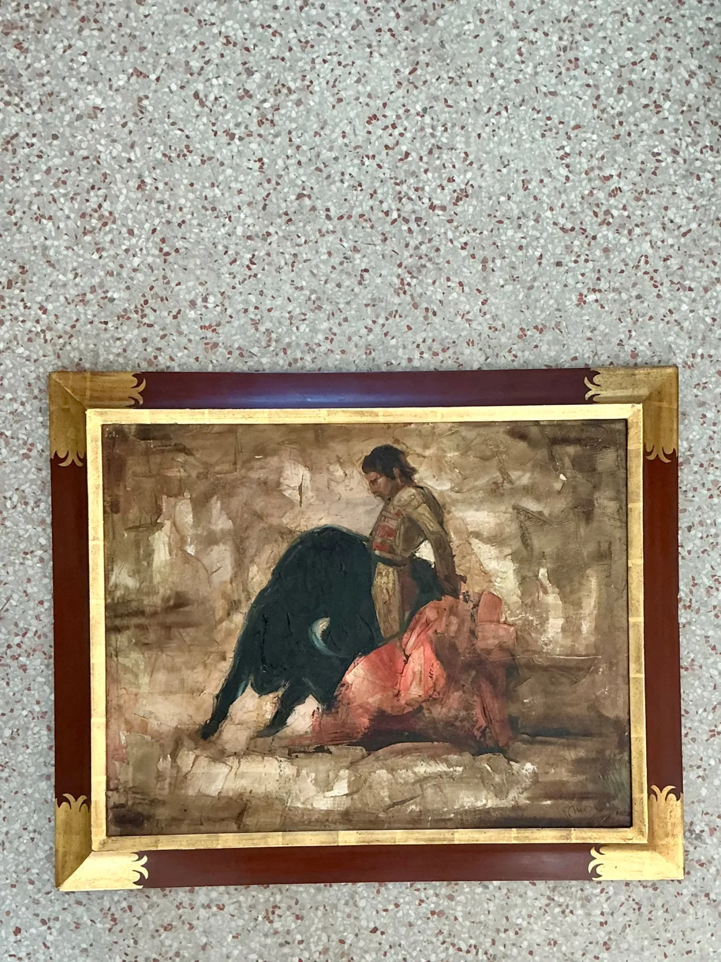 Vintage Framed Spanish Bullfighting Scene — additional photo 7
