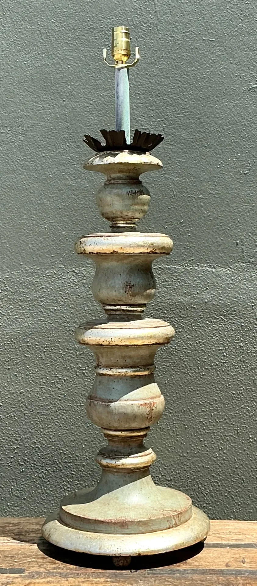 Vintage Distressed Wood Table Lamp — additional photo 7