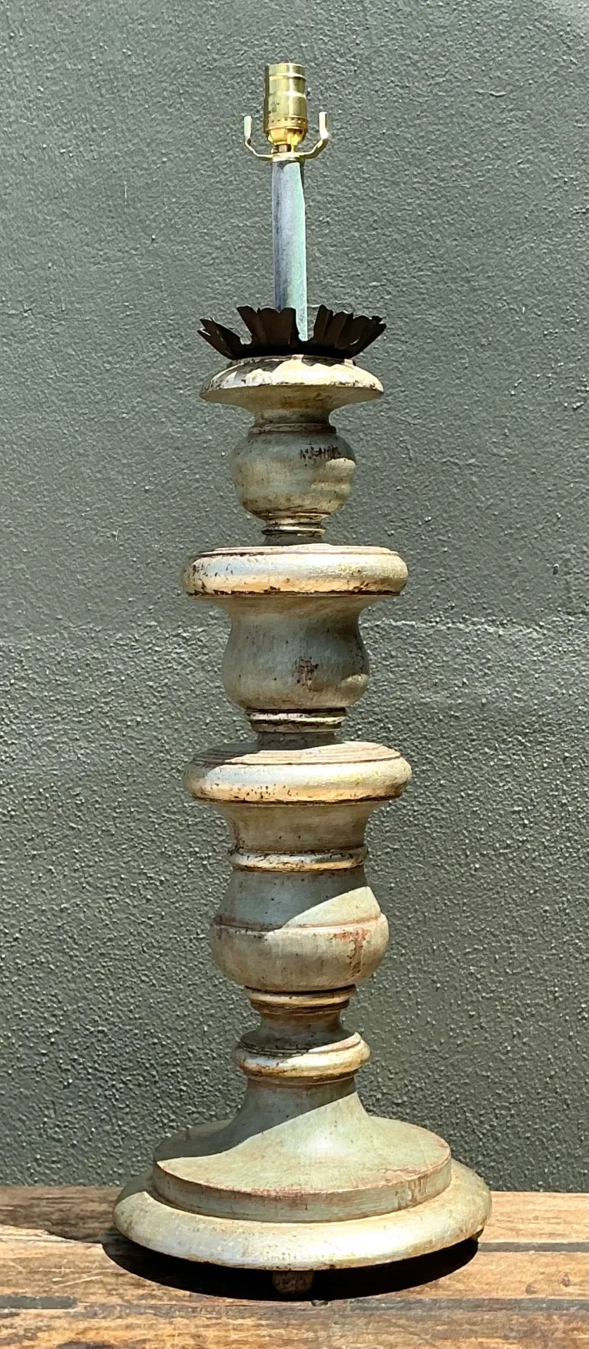 Vintage Distressed Wood Table Lamp — additional photo 8