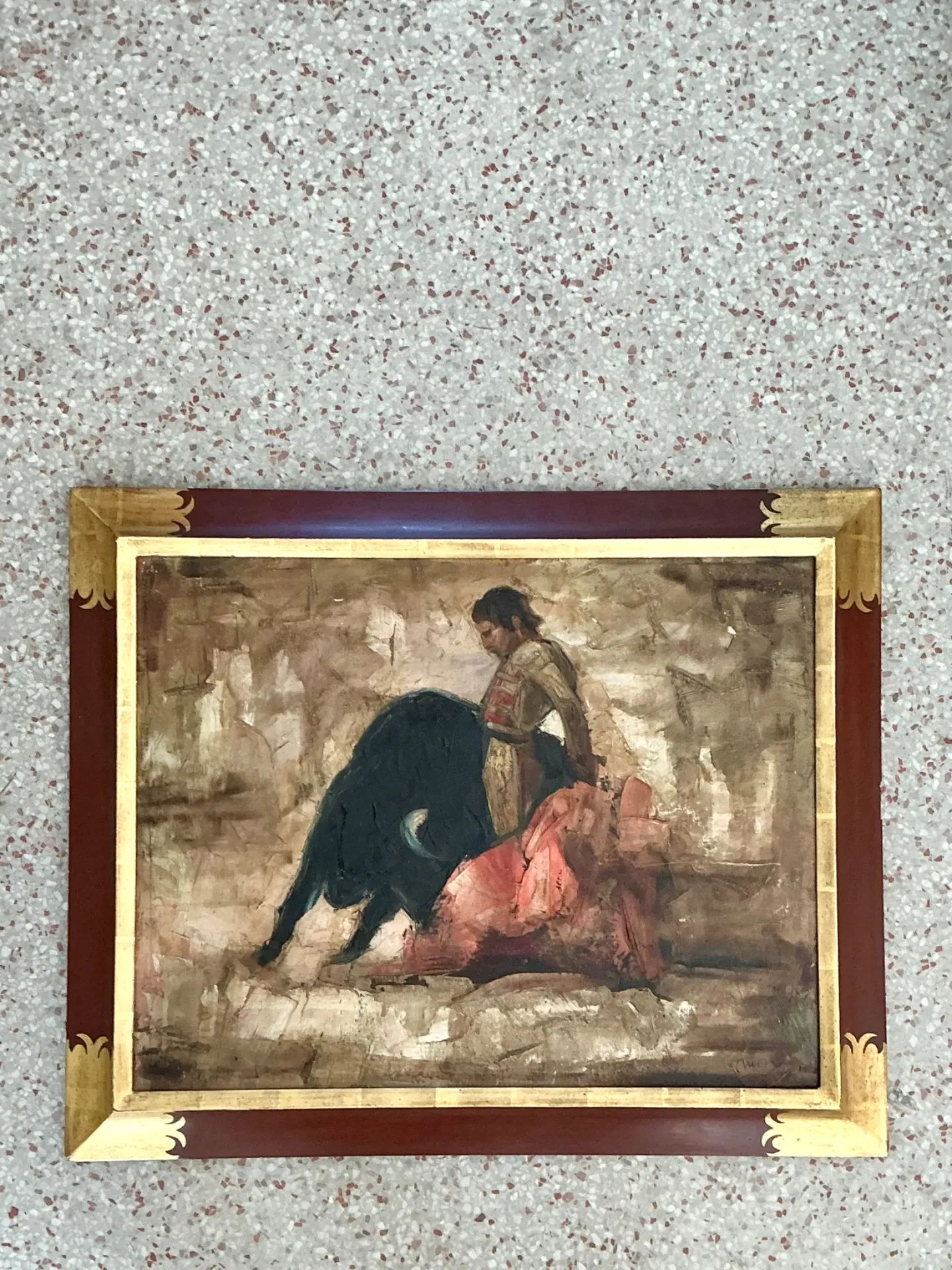 Vintage Framed Spanish Bullfighting Scene — additional photo 3