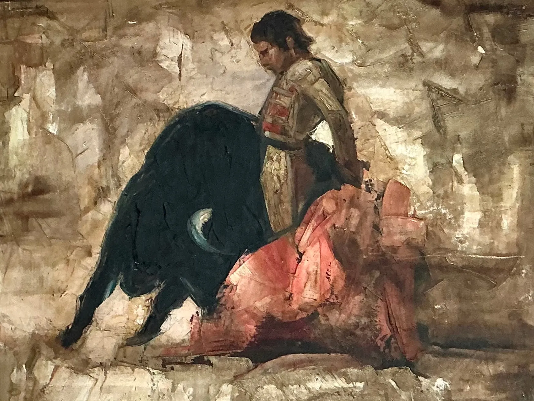 Vintage Framed Spanish Bullfighting Scene — additional photo 4