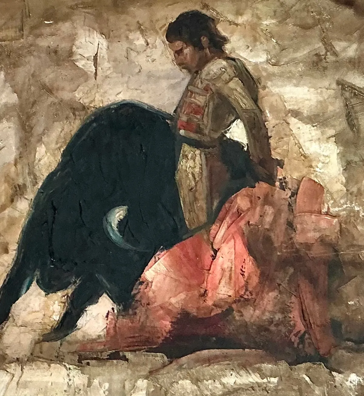 Vintage Framed Spanish Bullfighting Scene — additional photo 4