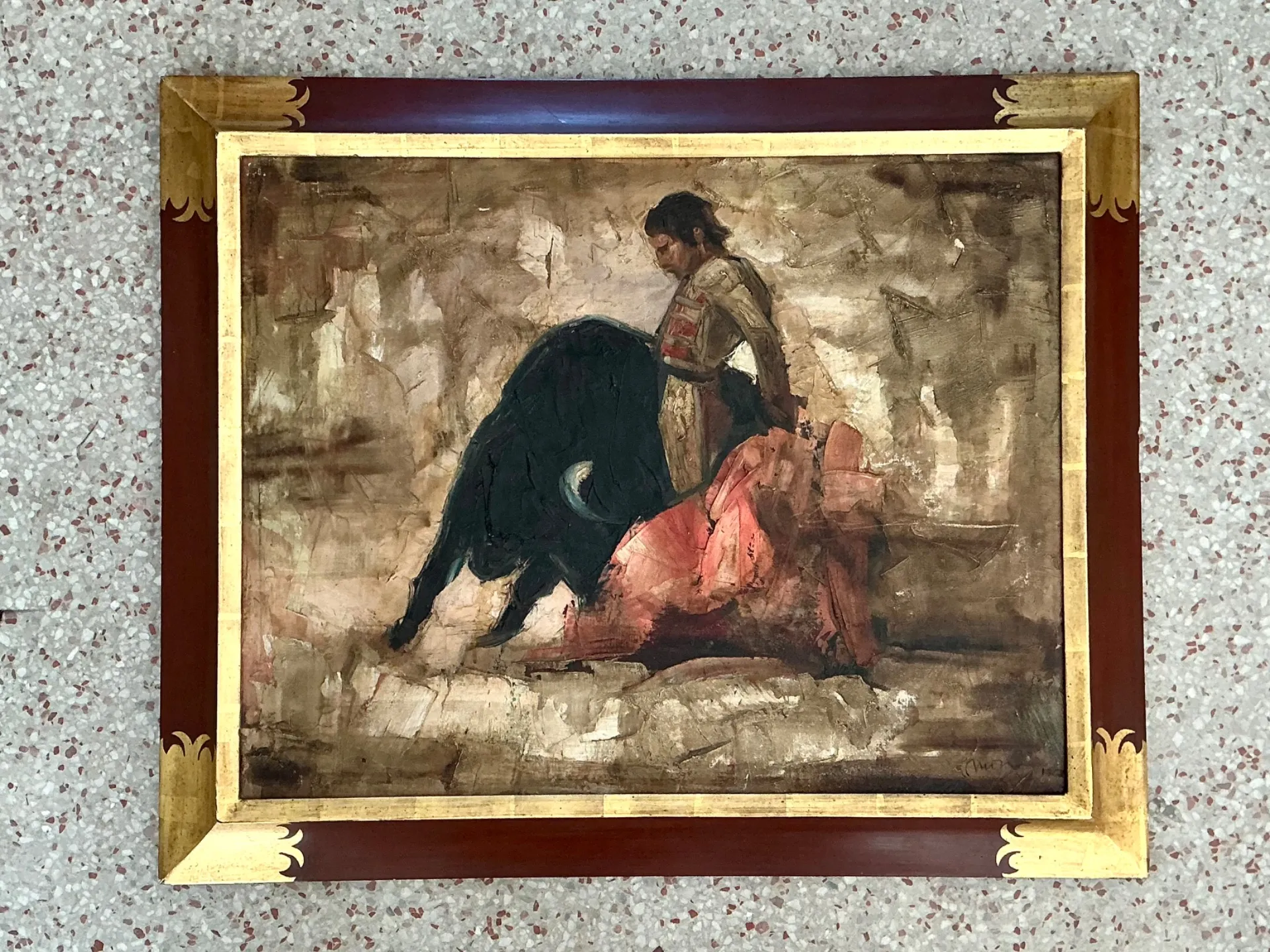 Vintage Framed Spanish Bullfighting Scene — additional photo 6