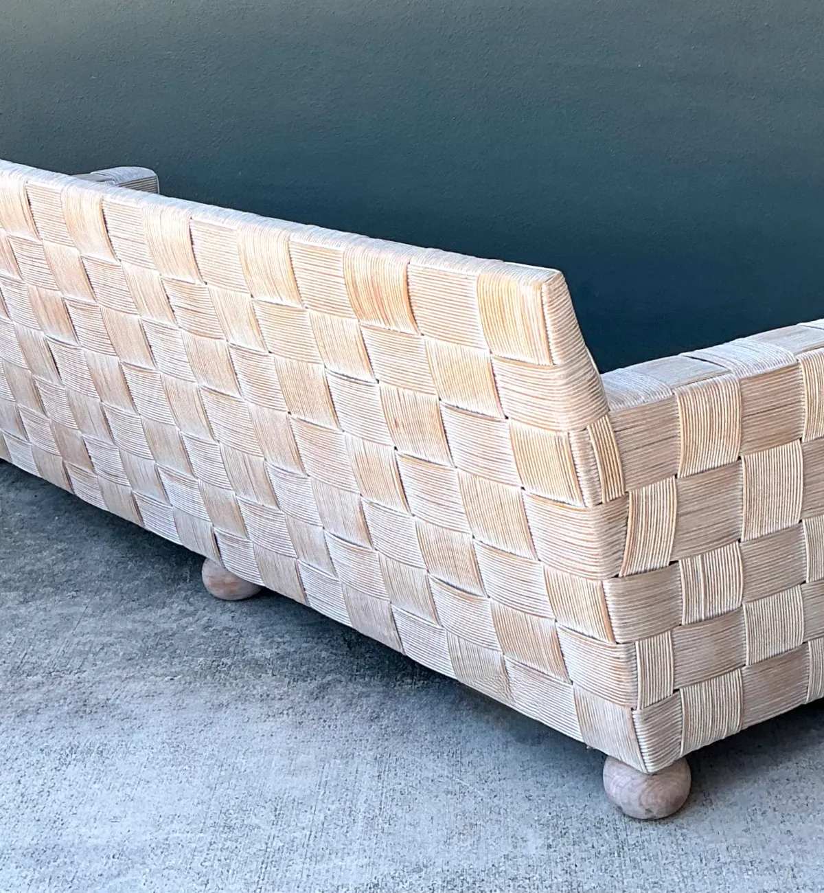 Vintage Rattan Woven Sofa After John Hutton For Donghia