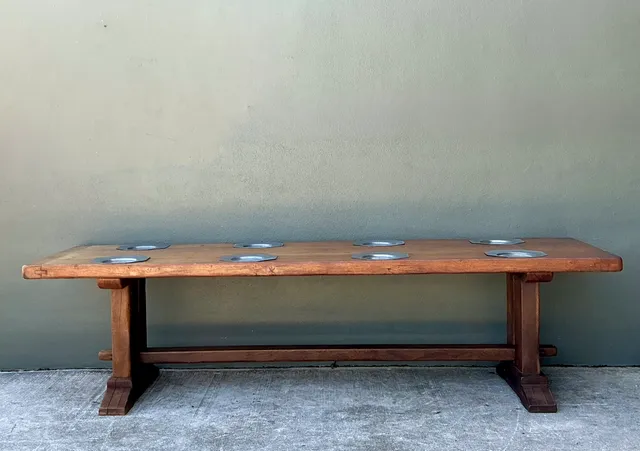 Vintage Monumental Metal Plate Refractory Monastery Table — additional photo 1