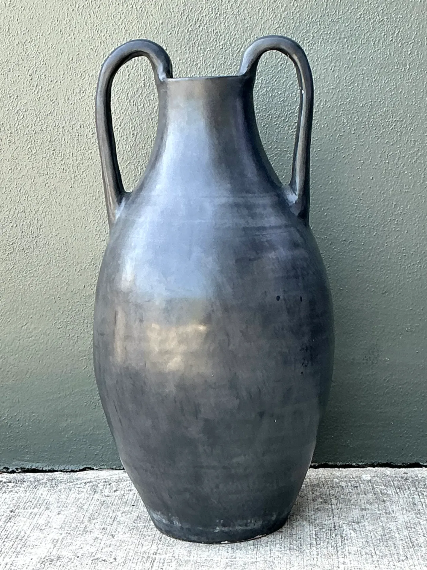 Vintage Large Black Ceramic Amphora Vase — additional photo 6