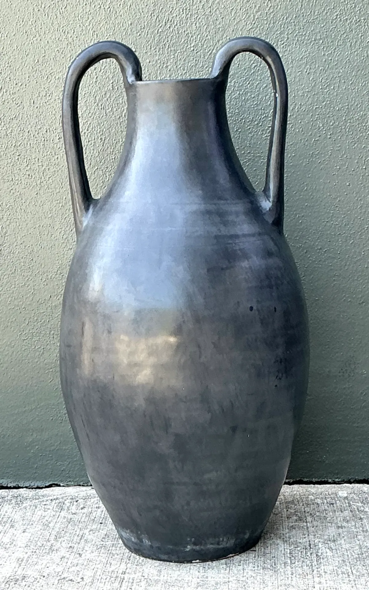 Vintage Large Black Ceramic Amphora Vase — additional photo 6