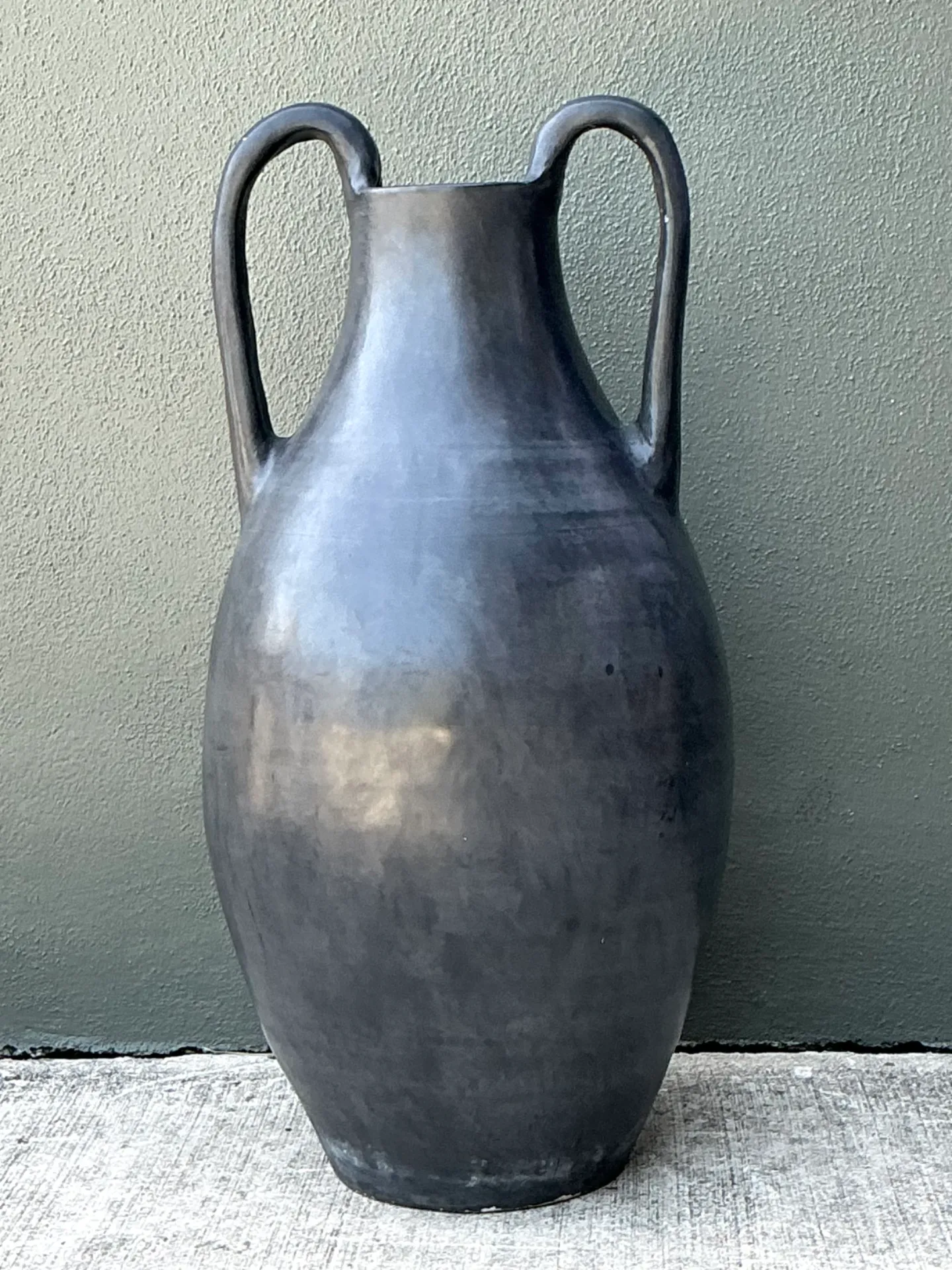 Vintage Large Black Ceramic Amphora Vase — additional photo 7