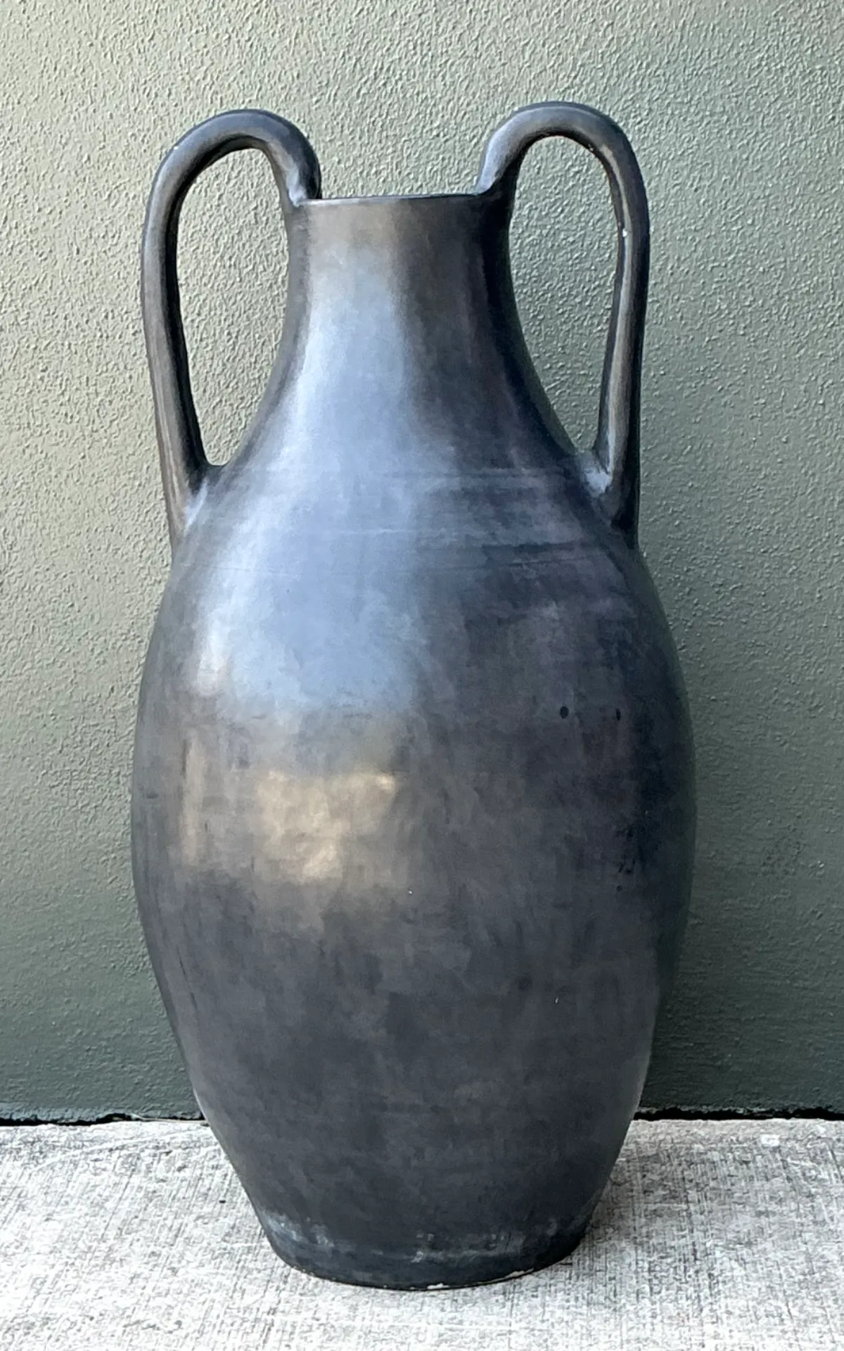Vintage Large Black Ceramic Amphora Vase — additional photo 7