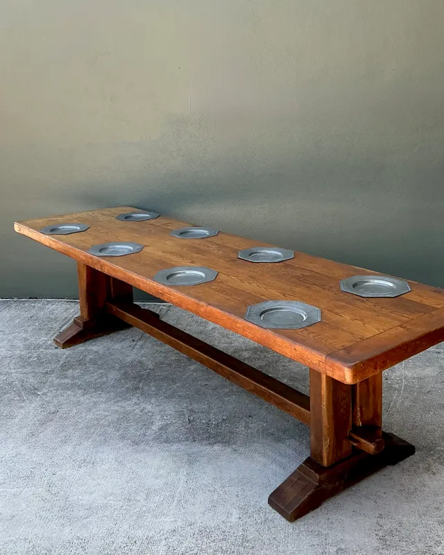 Vintage Monumental Metal Plate Refractory Monastery Table — additional photo 7