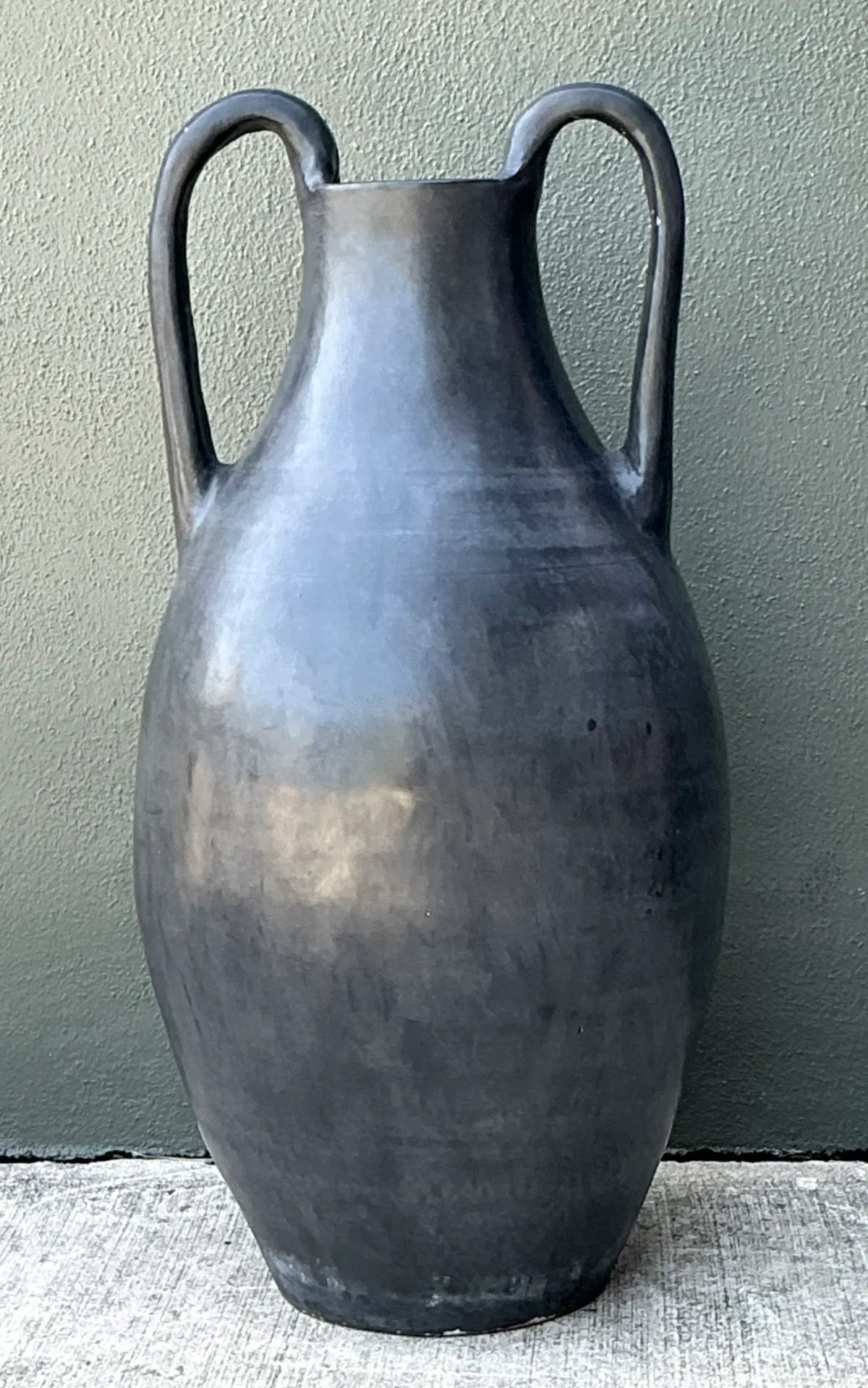 Vintage Large Black Ceramic Amphora Vase