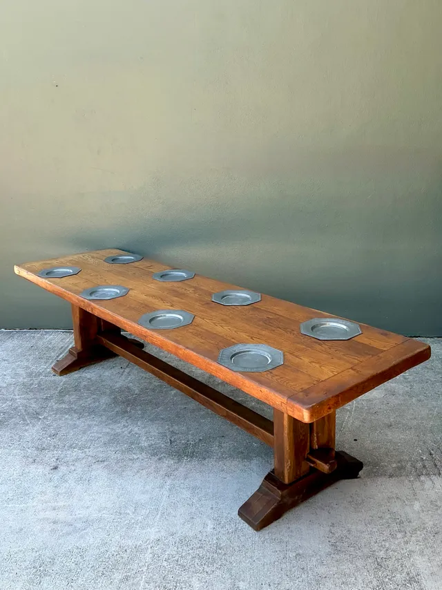 Vintage Monumental Metal Plate Refractory Monastery Table — additional photo 4