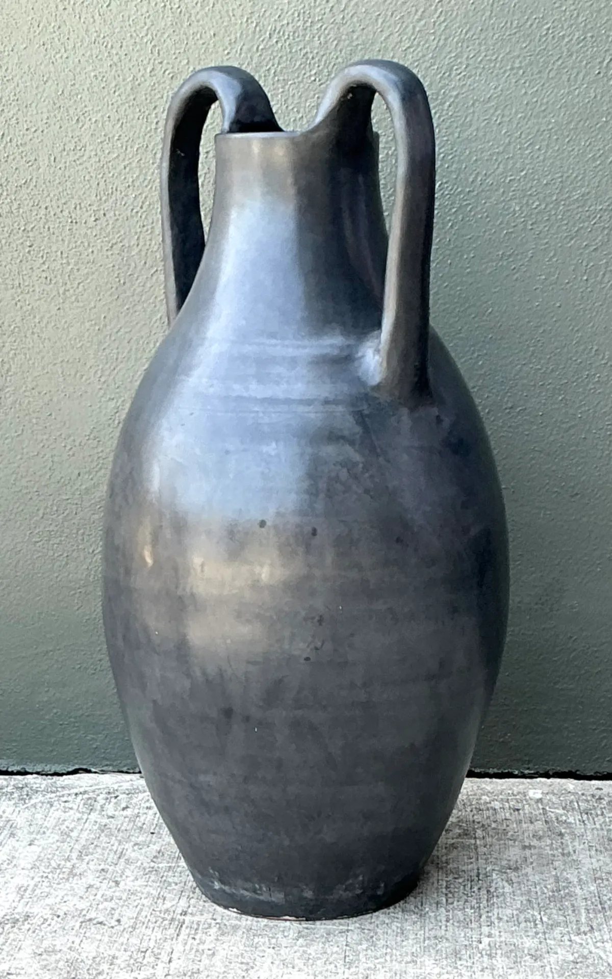 Vintage Large Black Ceramic Amphora Vase — additional photo 3
