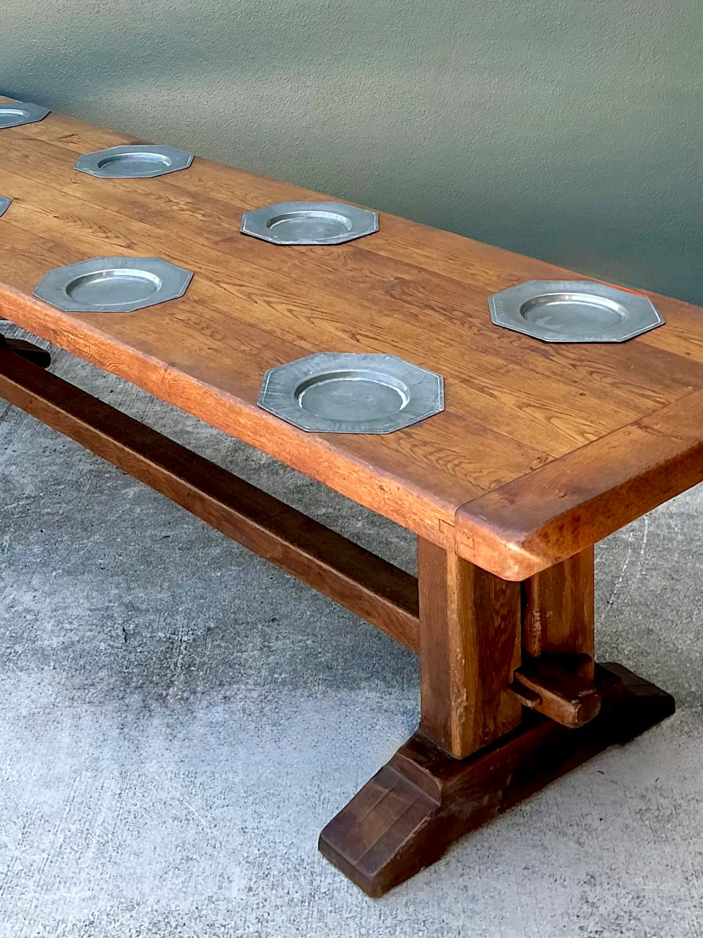 Vintage Monumental Metal Plate Refractory Monastery Table — additional photo 2