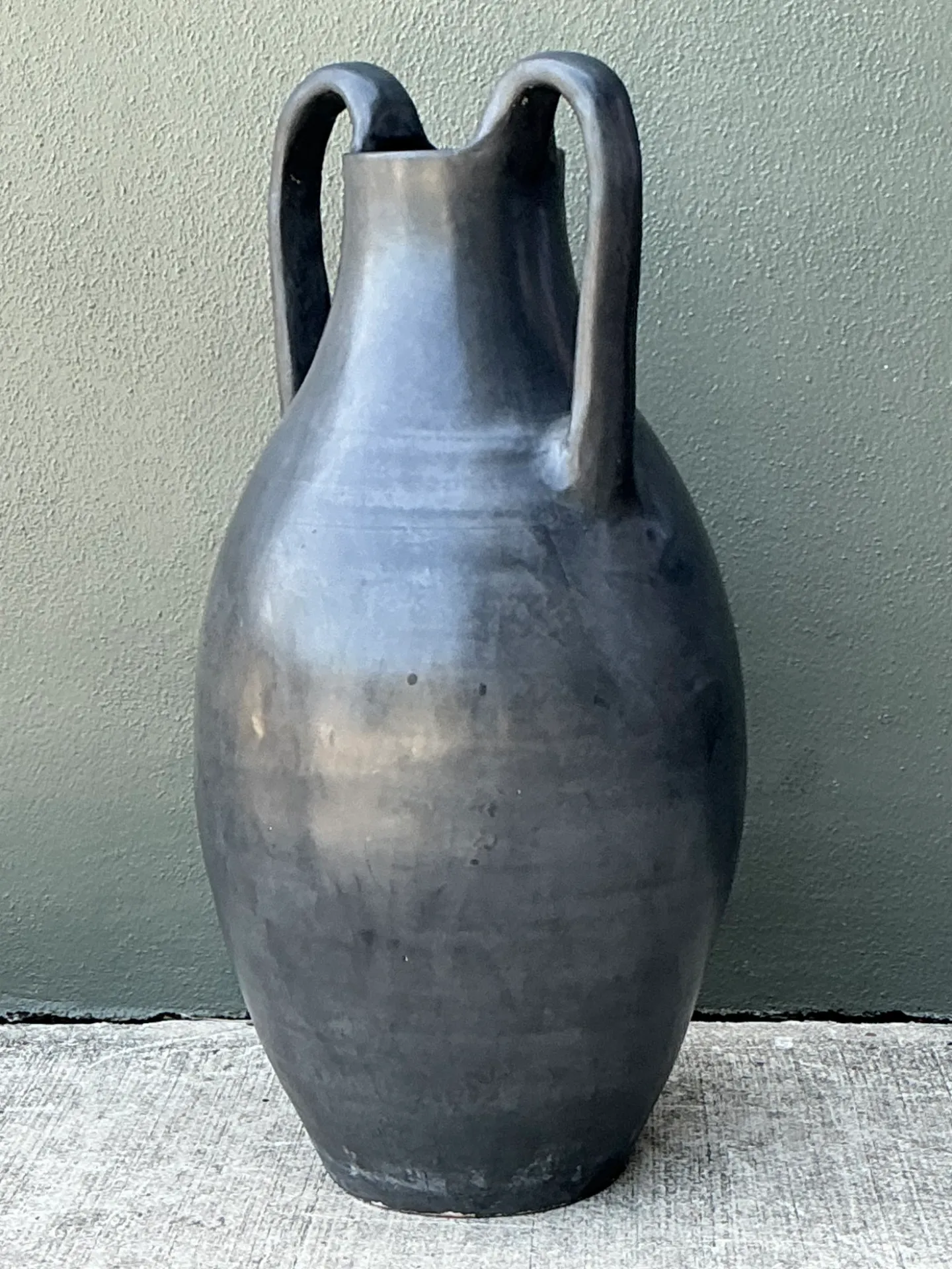 Vintage Large Black Ceramic Amphora Vase — additional photo 4