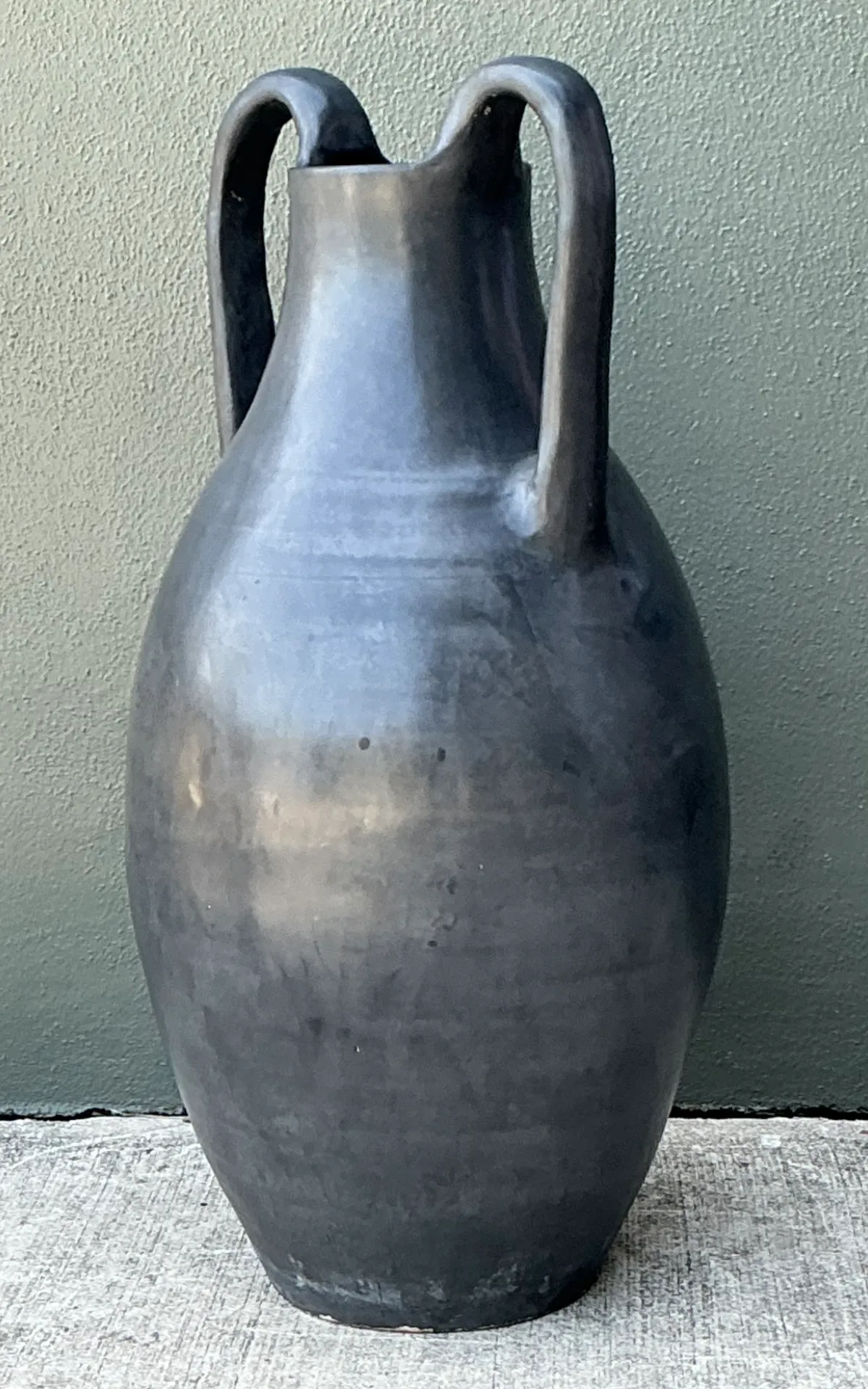 Vintage Large Black Ceramic Amphora Vase — additional photo 4