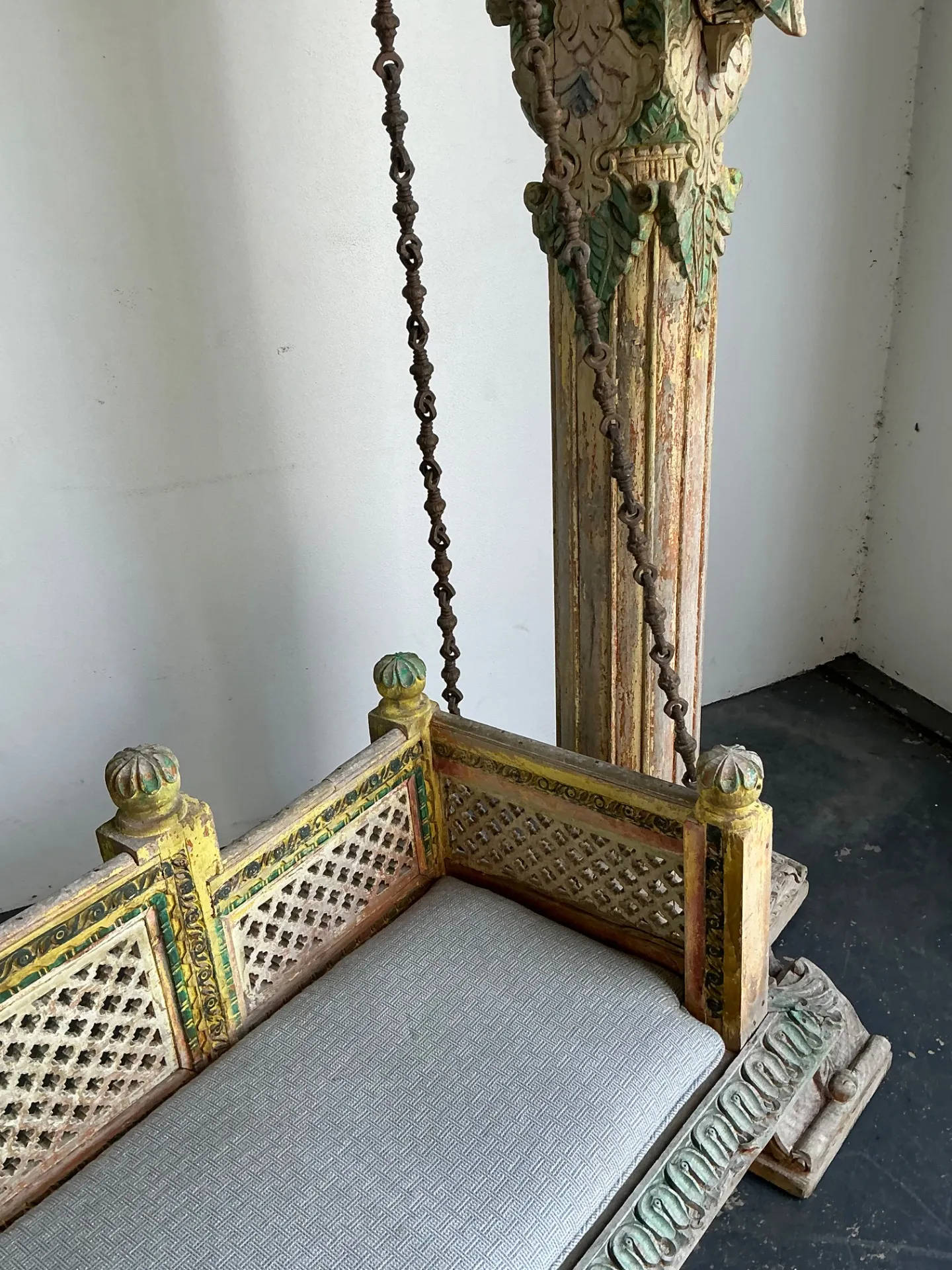 Vintage Monumental Carved Wood and Iron Swing — additional photo 4