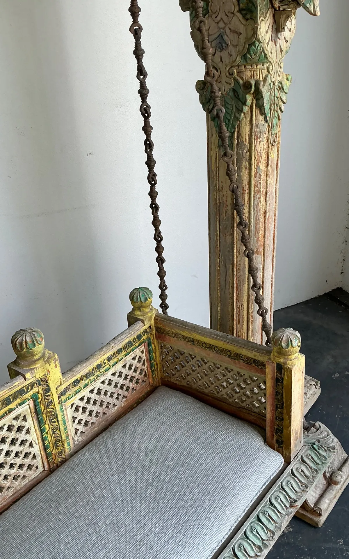 Vintage Monumental Carved Wood and Iron Swing — additional photo 4