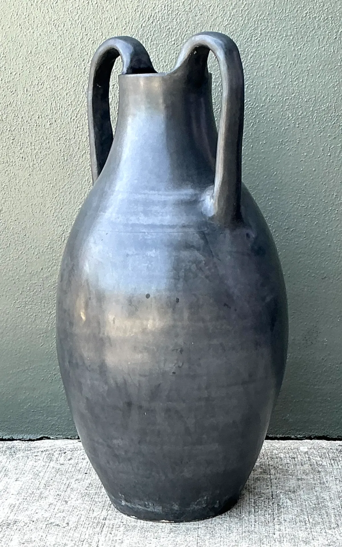 Vintage Large Black Ceramic Amphora Vase — additional photo 5