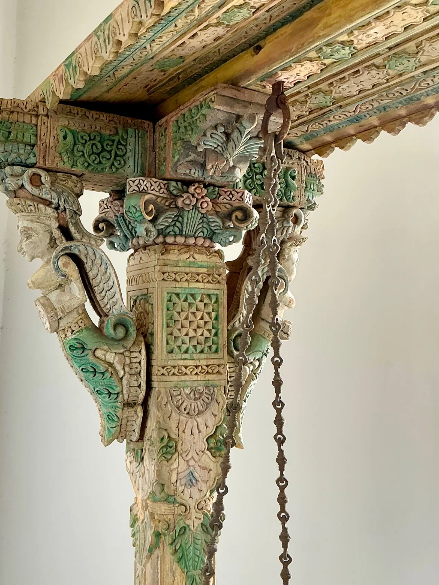 Vintage Monumental Carved Wood and Iron Swing — additional photo 7