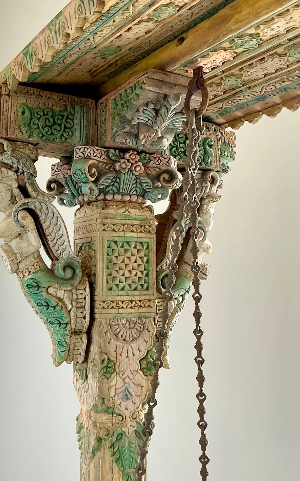 Vintage Monumental Carved Wood and Iron Swing — additional photo 7