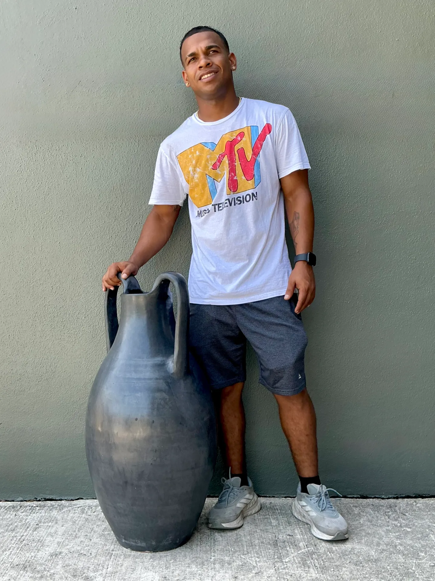 Vintage Large Black Ceramic Amphora Vase — additional photo 2