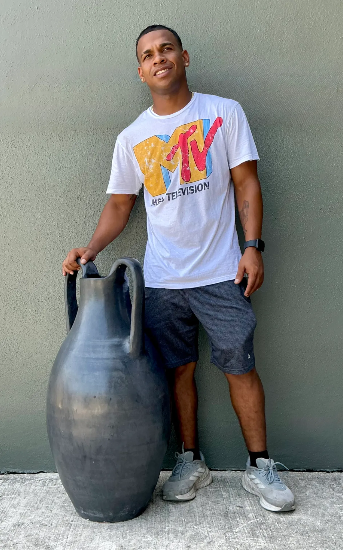 Vintage Large Black Ceramic Amphora Vase — additional photo 2