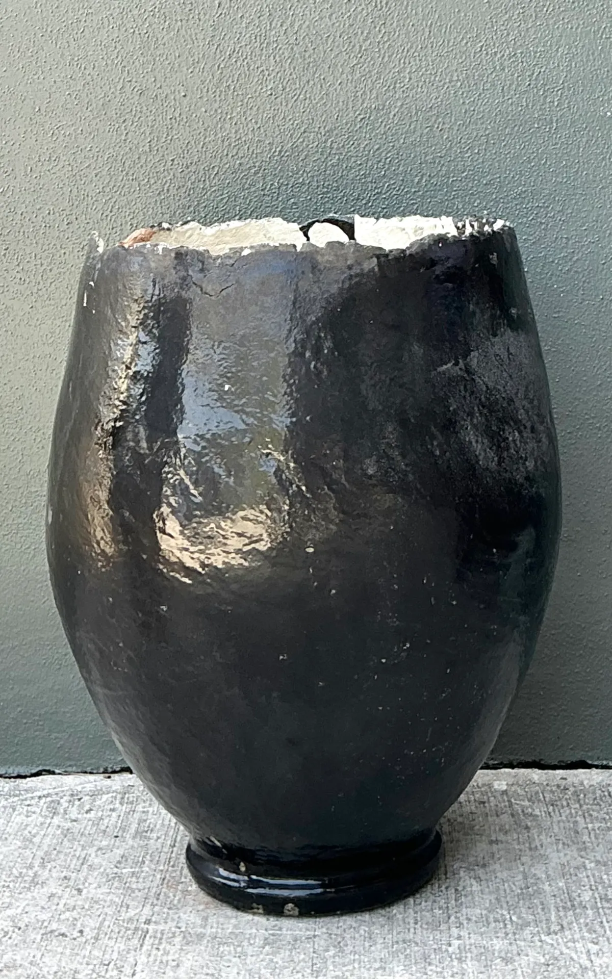 Vintage Large Black Ceramic Floor Vase — additional photo 7