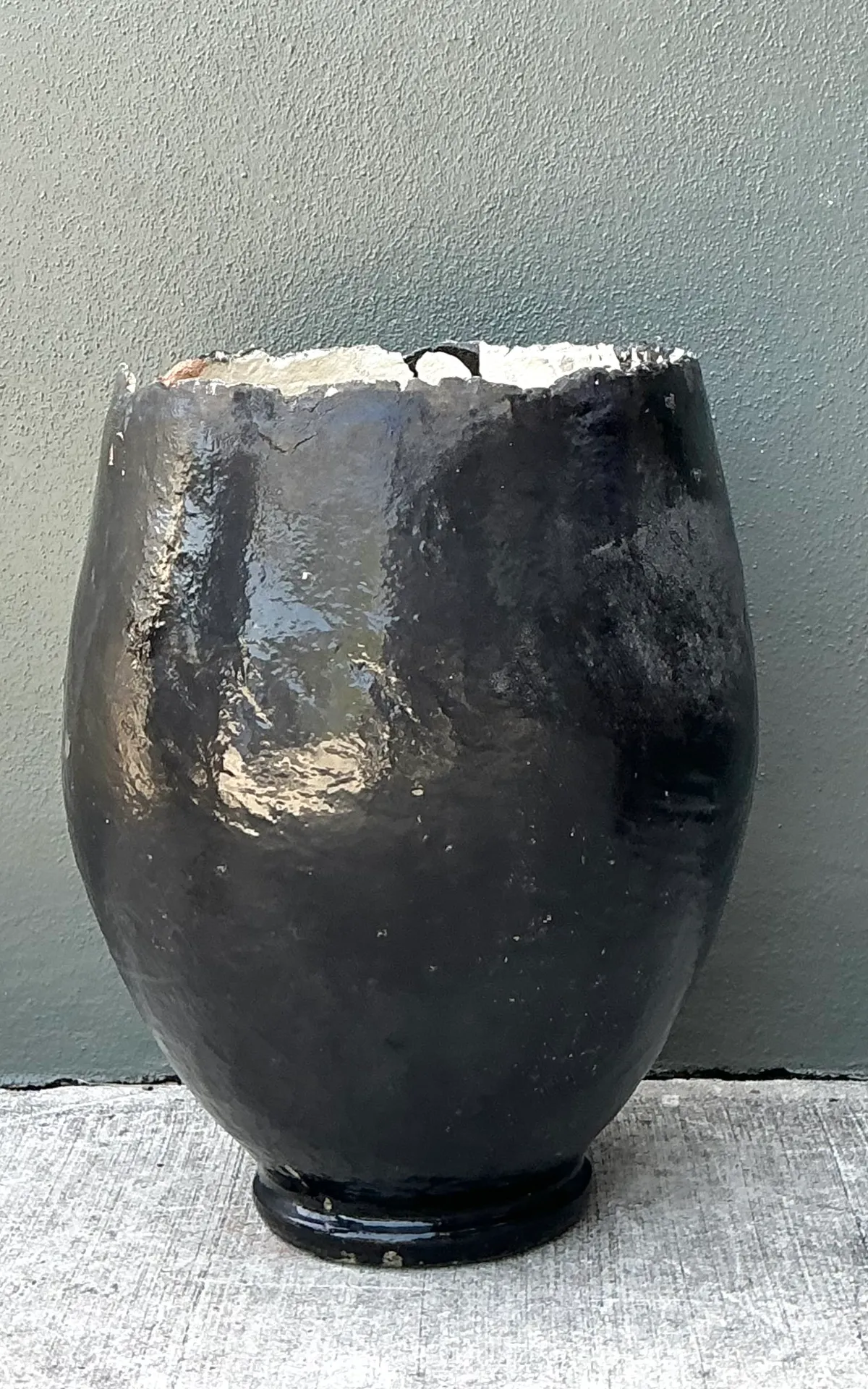Vintage Large Black Ceramic Floor Vase — additional photo 4