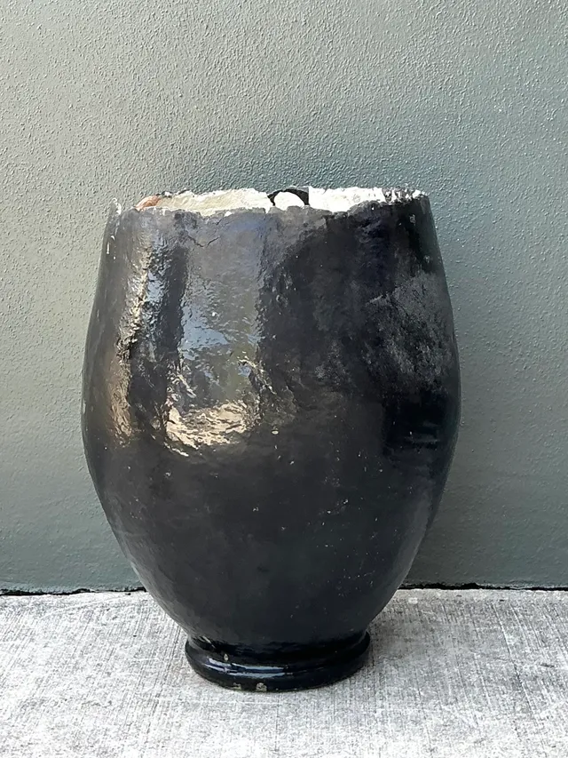 Vintage Large Black Ceramic Floor Vase — additional photo 4