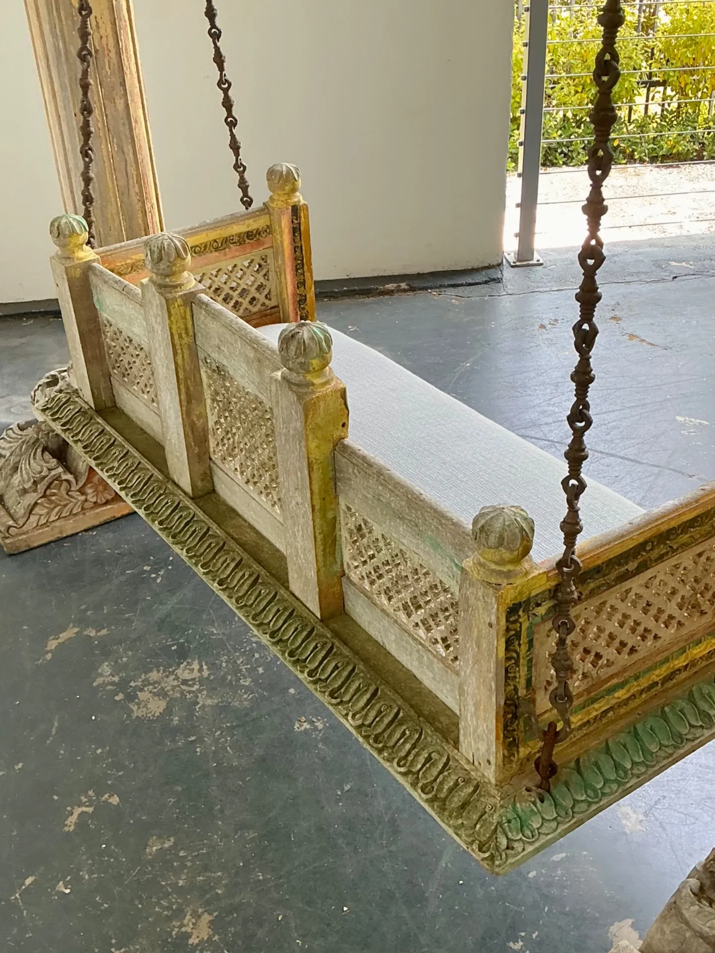 Vintage Monumental Carved Wood and Iron Swing — additional photo 6