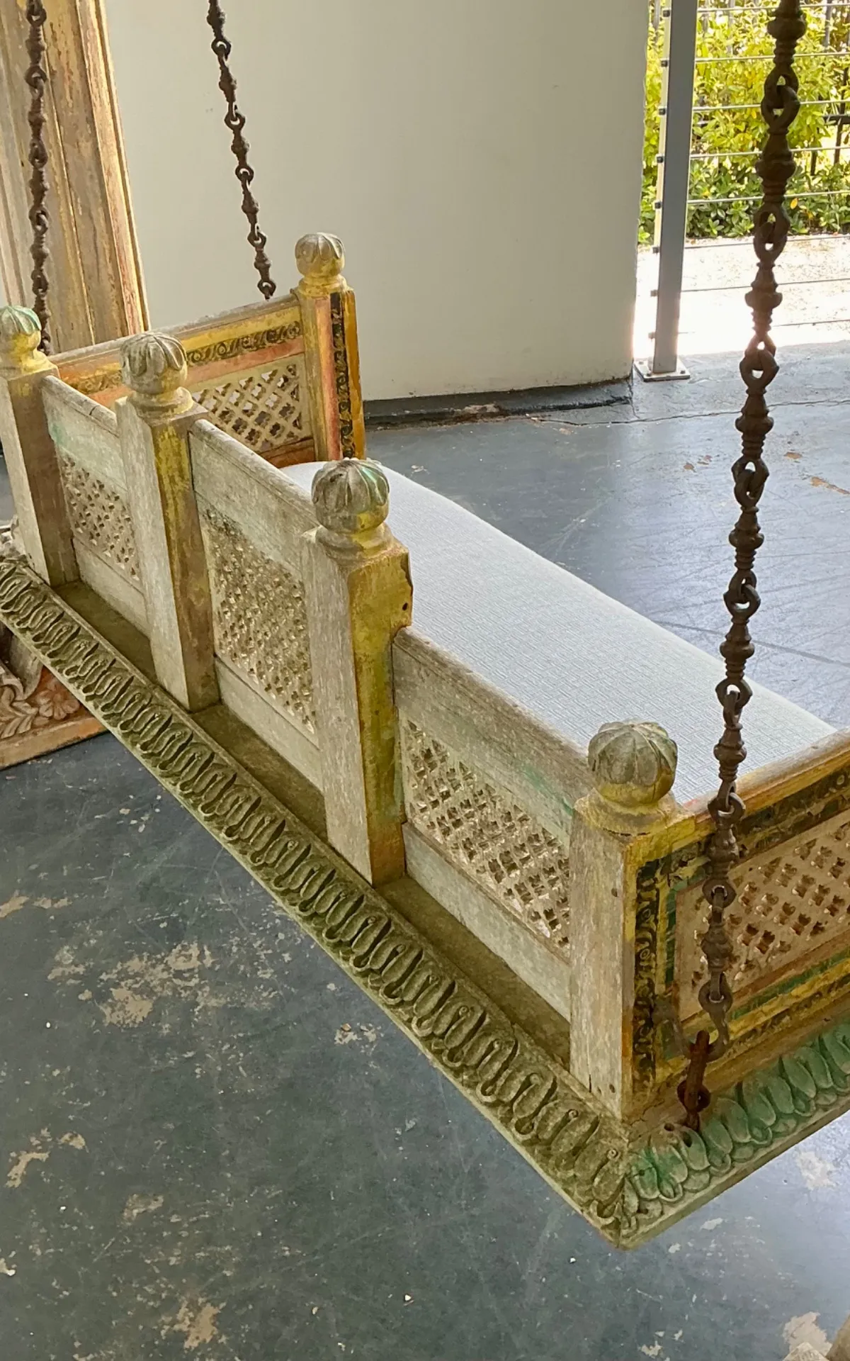 Vintage Monumental Carved Wood and Iron Swing — additional photo 6