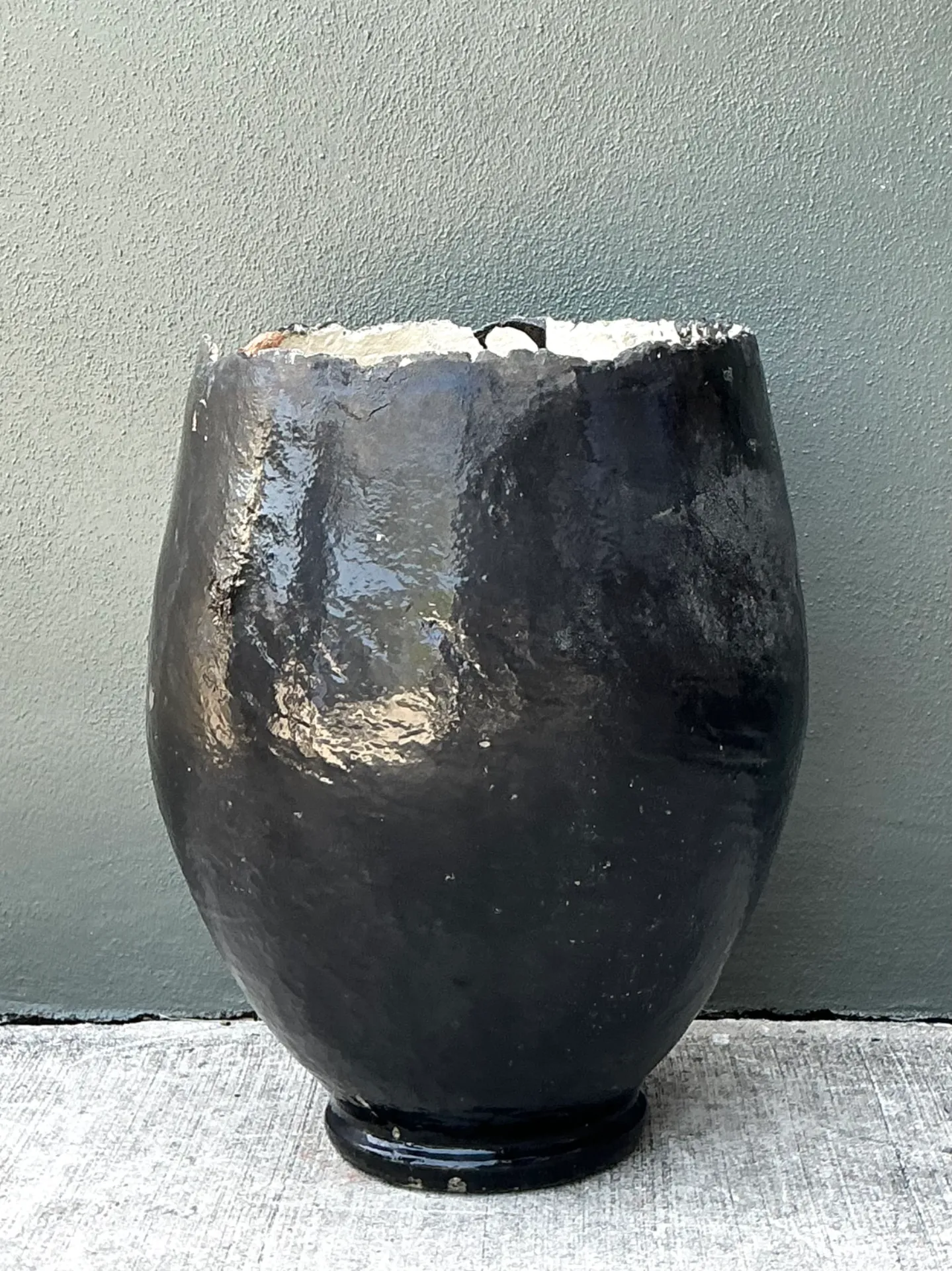 Vintage Large Black Ceramic Floor Vase — additional photo 3