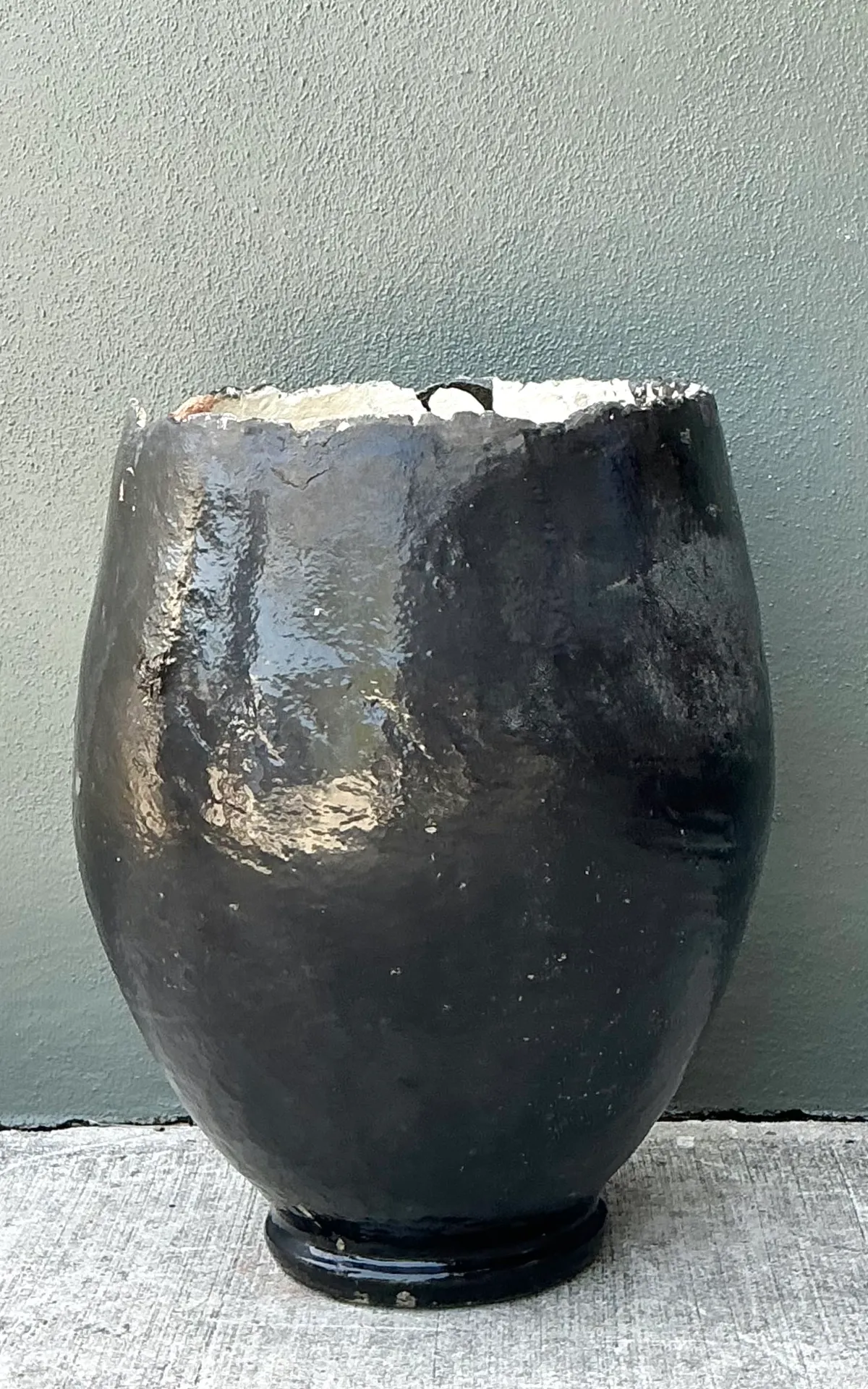 Vintage Large Black Ceramic Floor Vase — additional photo 8